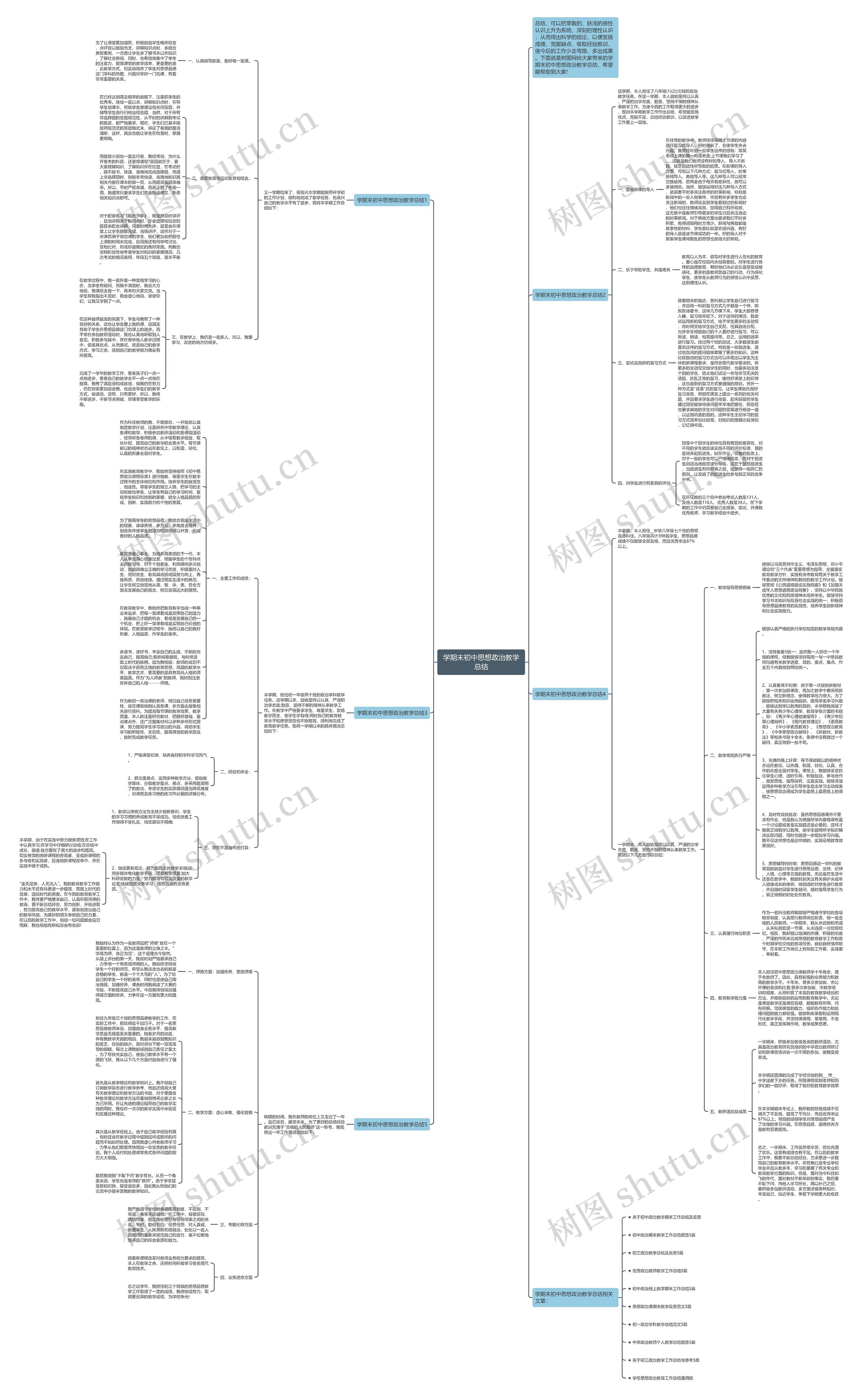 学期末初中思想政治教学总结思维导图