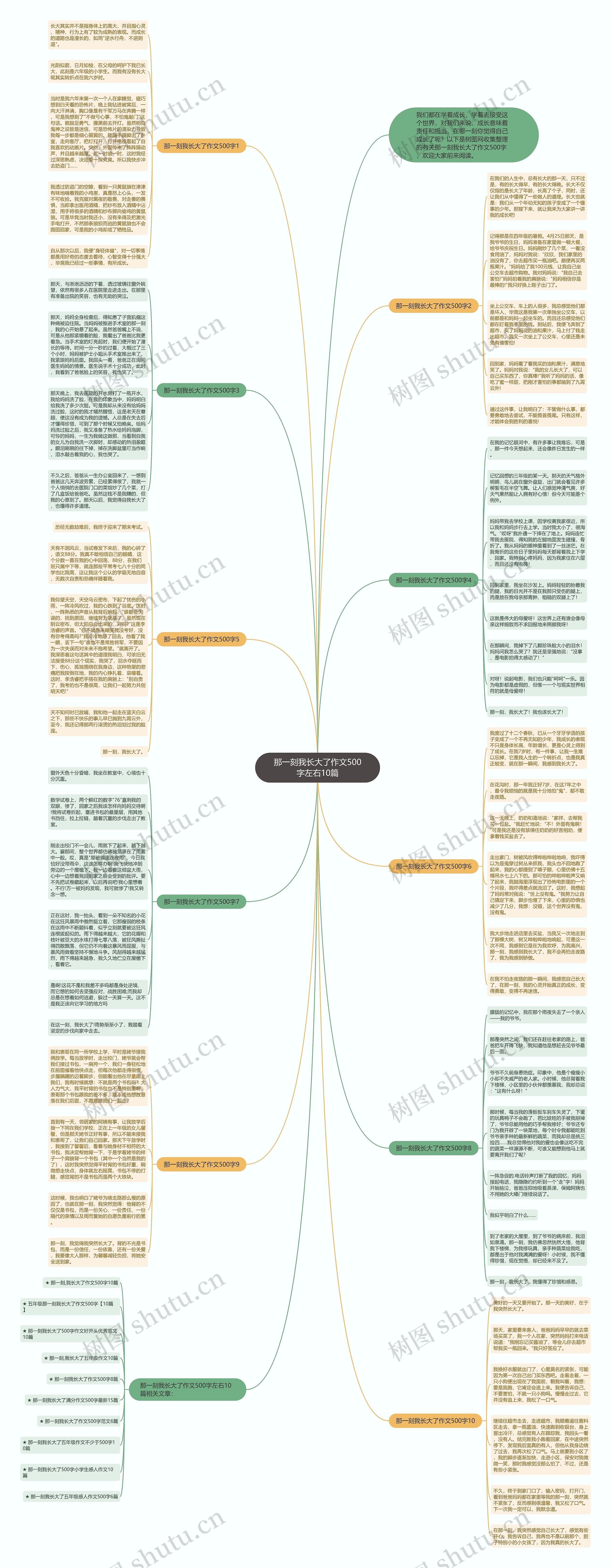 那一刻我长大了作文500字左右10篇思维导图