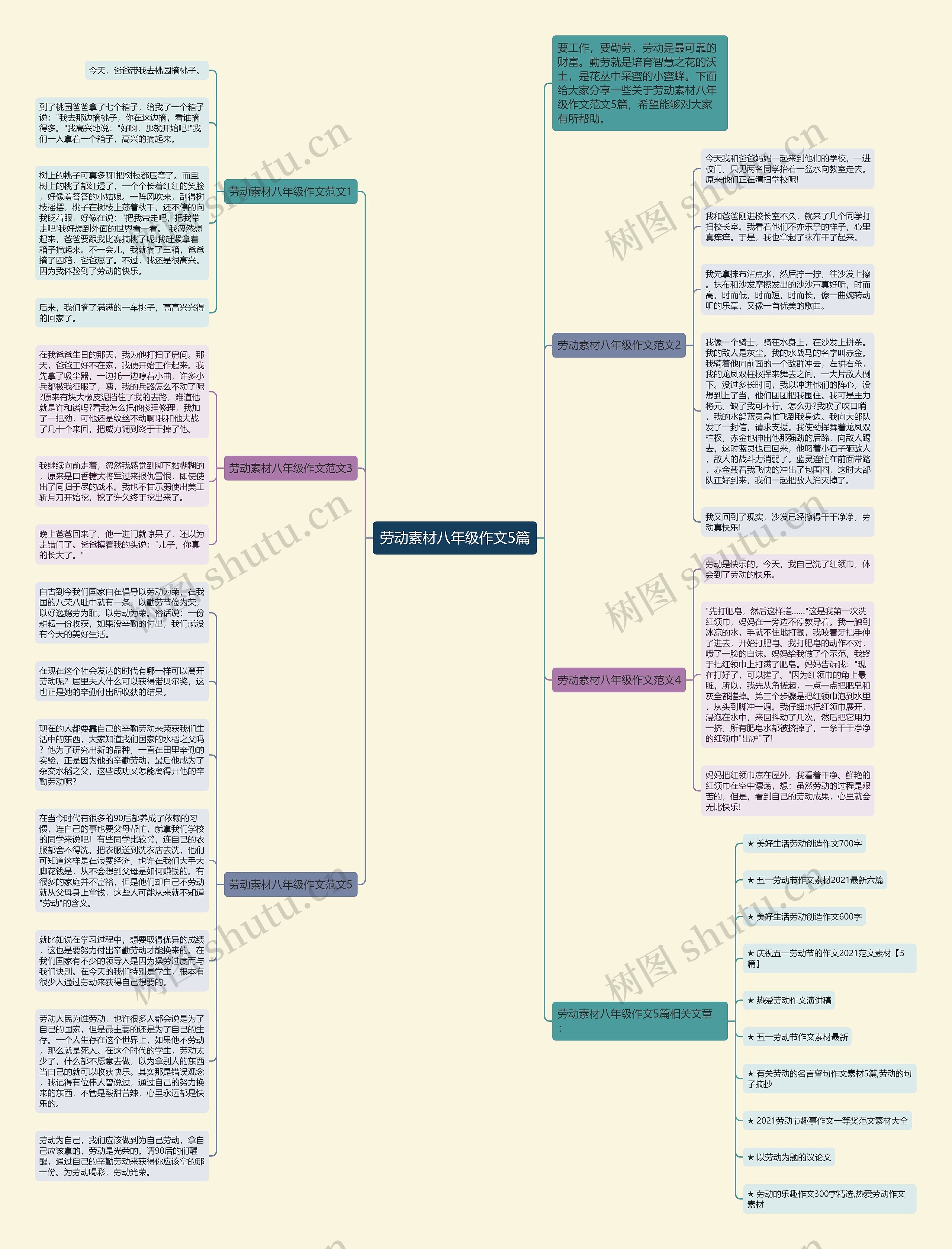 劳动素材八年级作文5篇思维导图