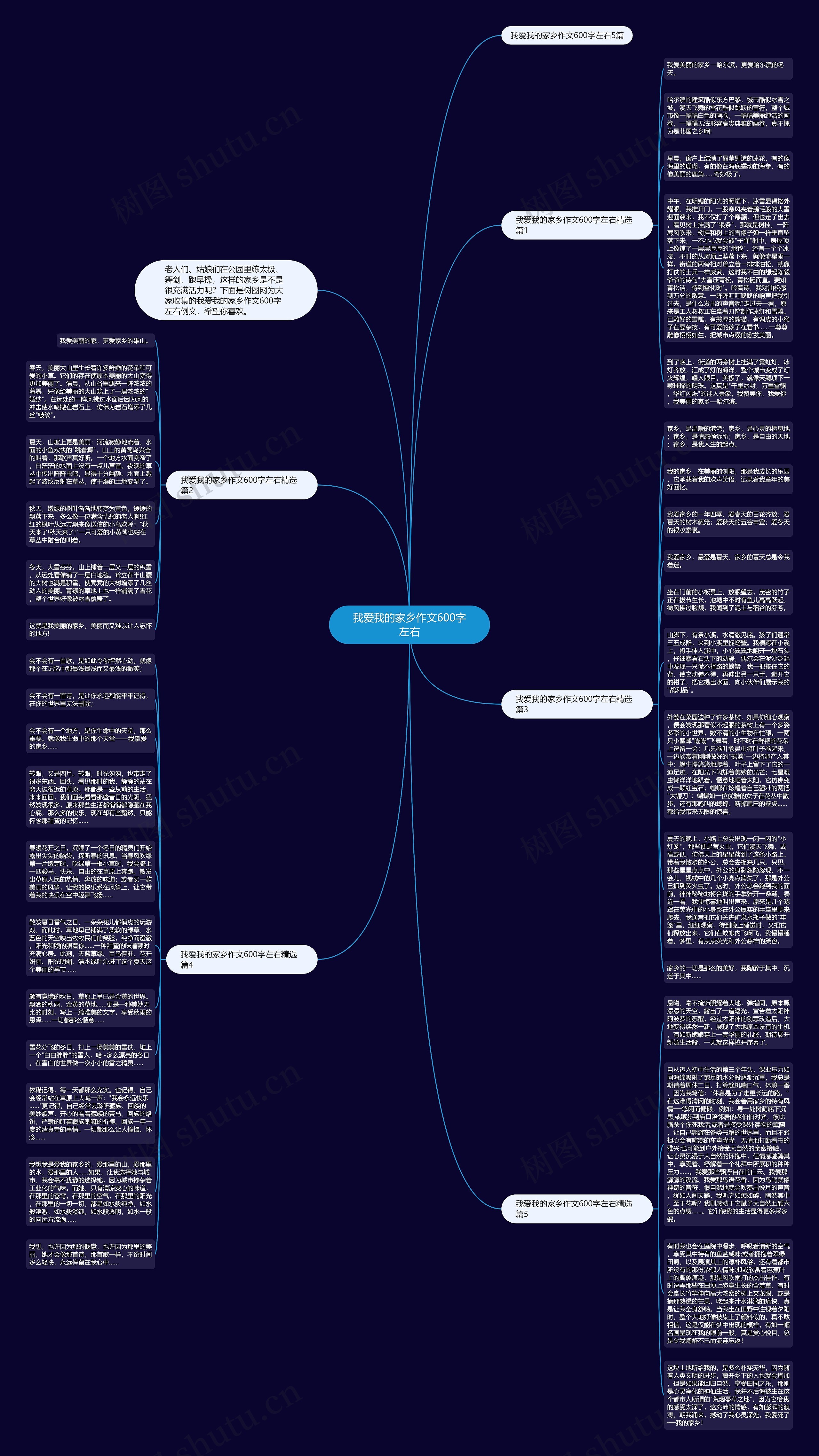 我爱我的家乡作文600字左右思维导图