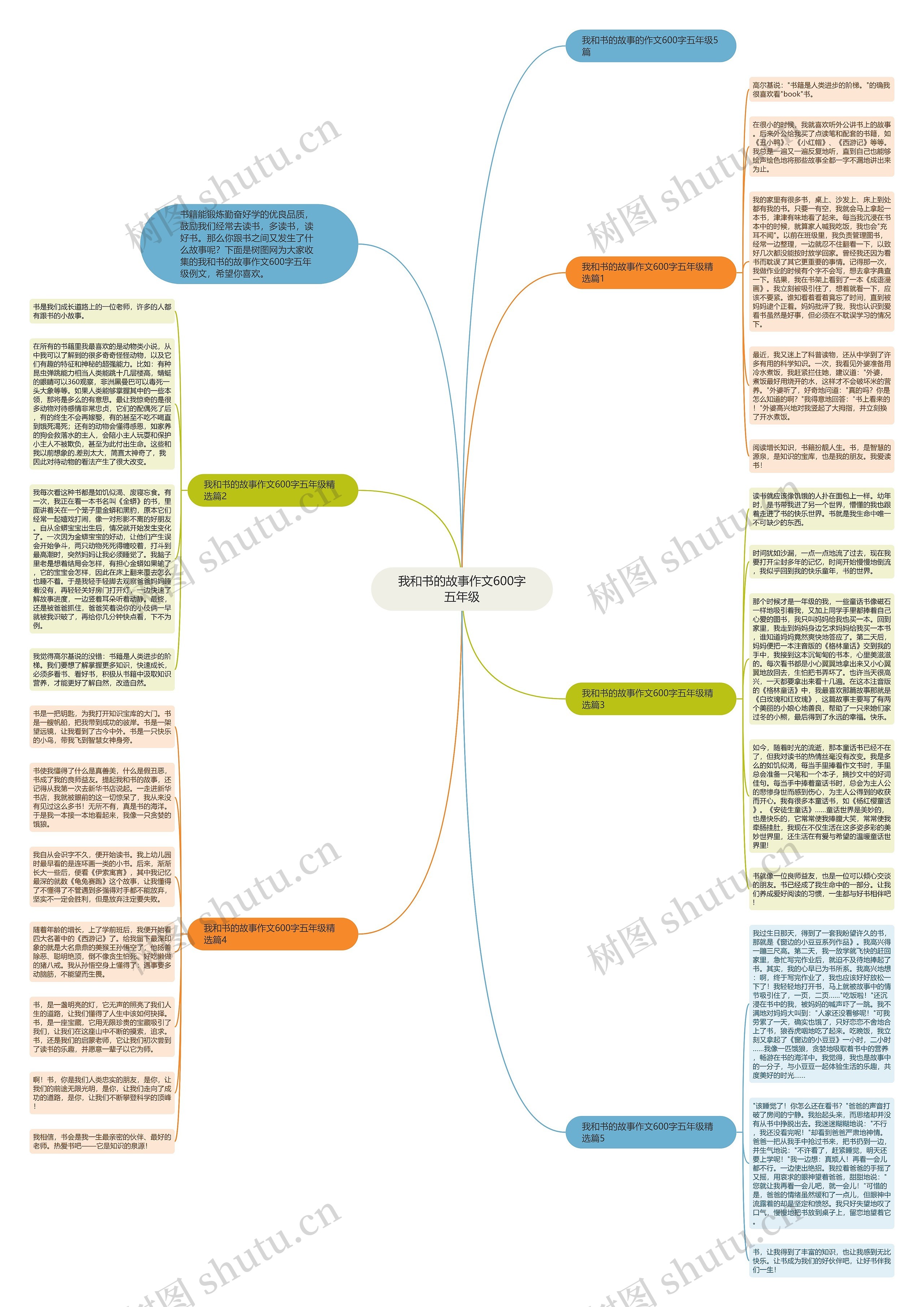 我和书的故事作文600字五年级思维导图