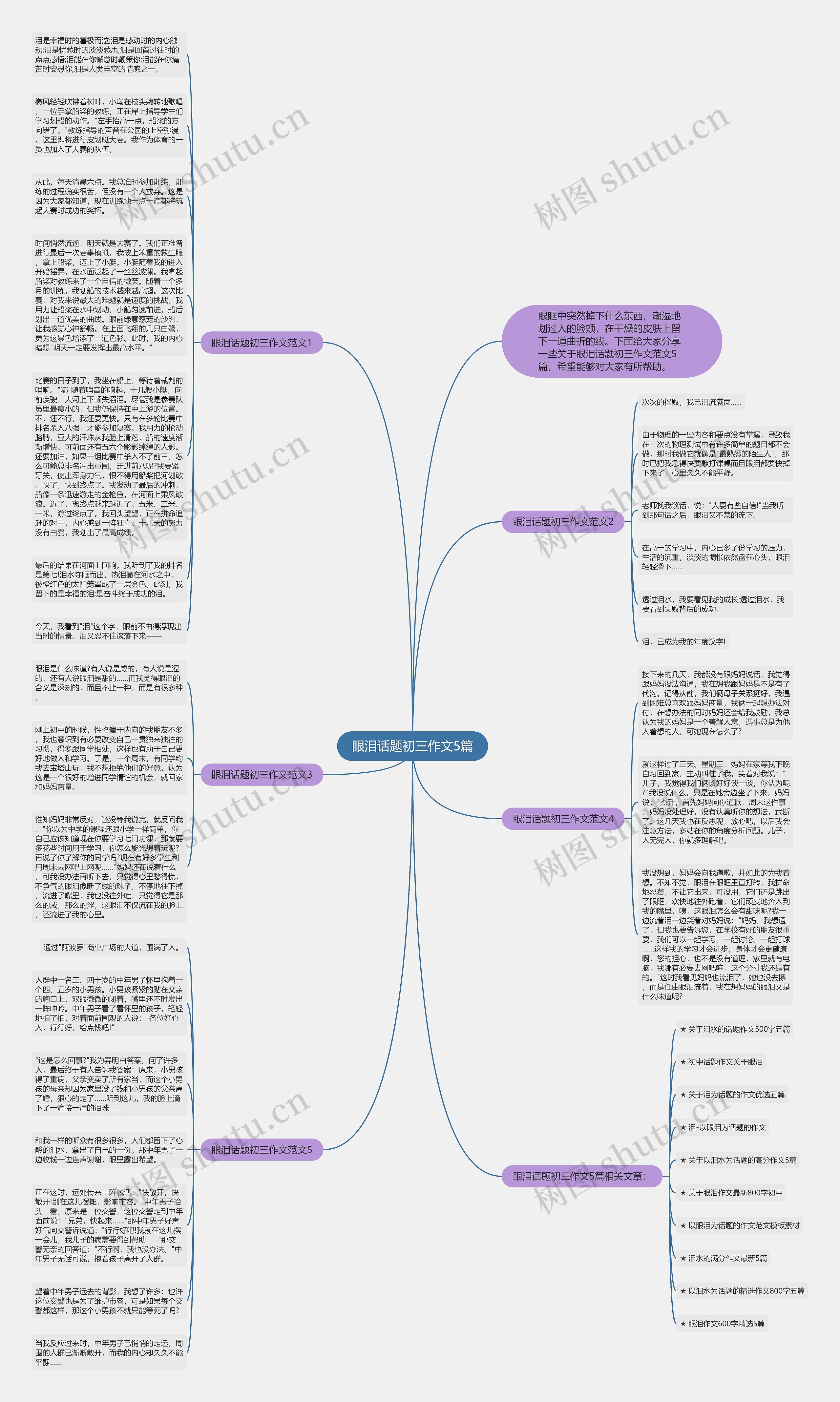 眼泪话题初三作文5篇思维导图
