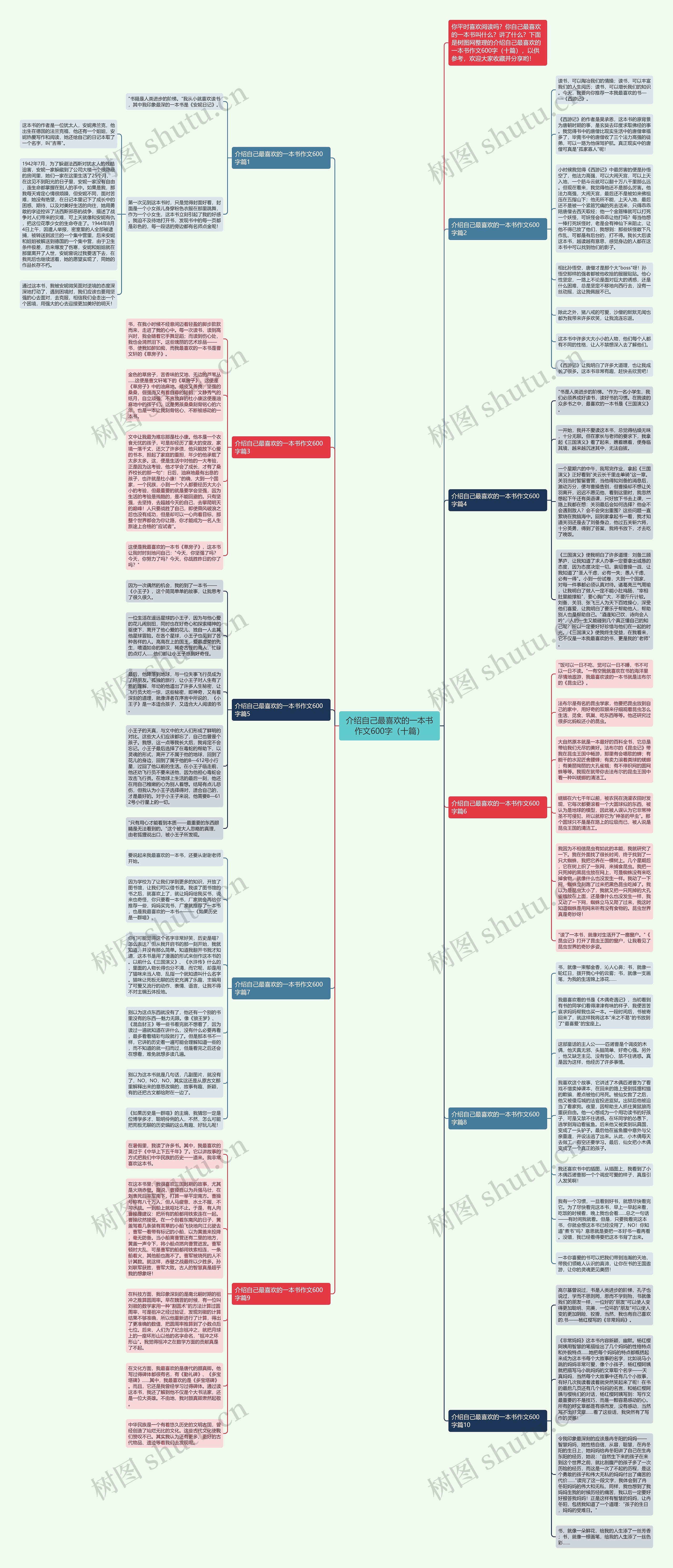 介绍自己最喜欢的一本书作文600字（十篇）思维导图