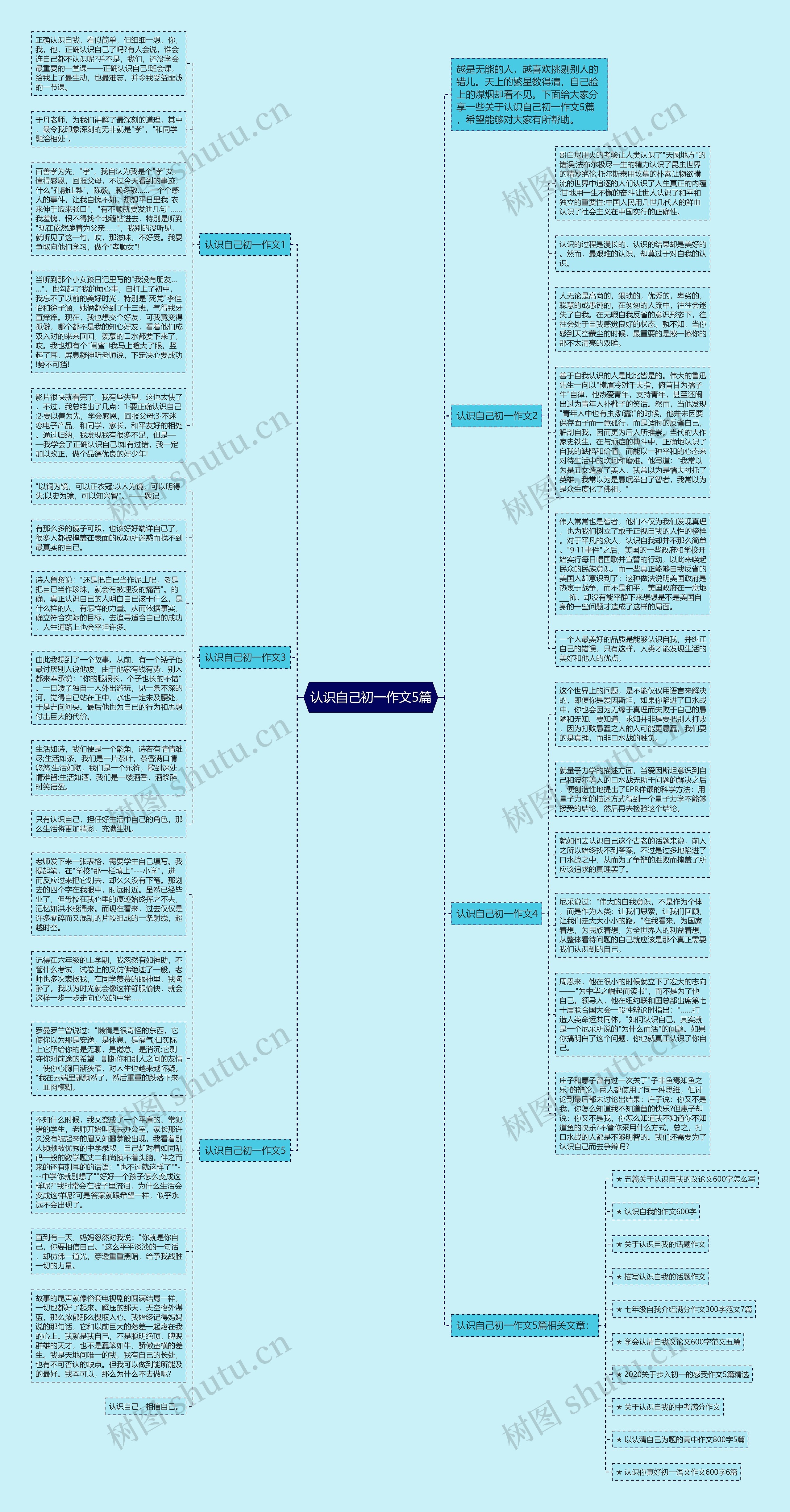 认识自己初一作文5篇思维导图