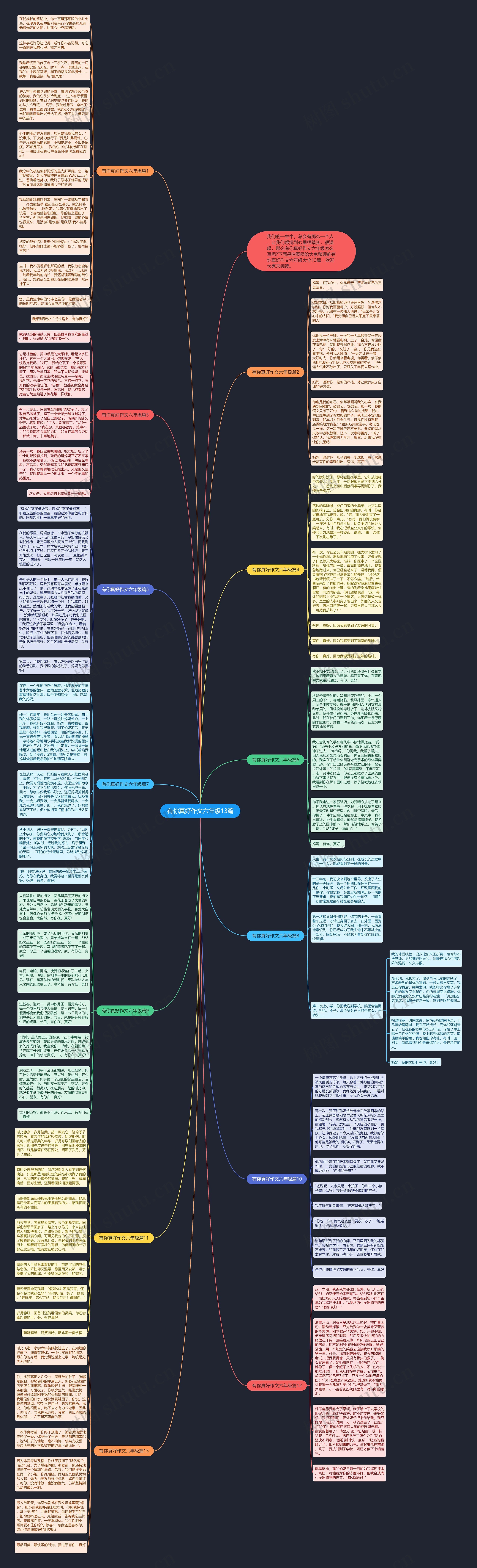有你真好作文六年级13篇思维导图