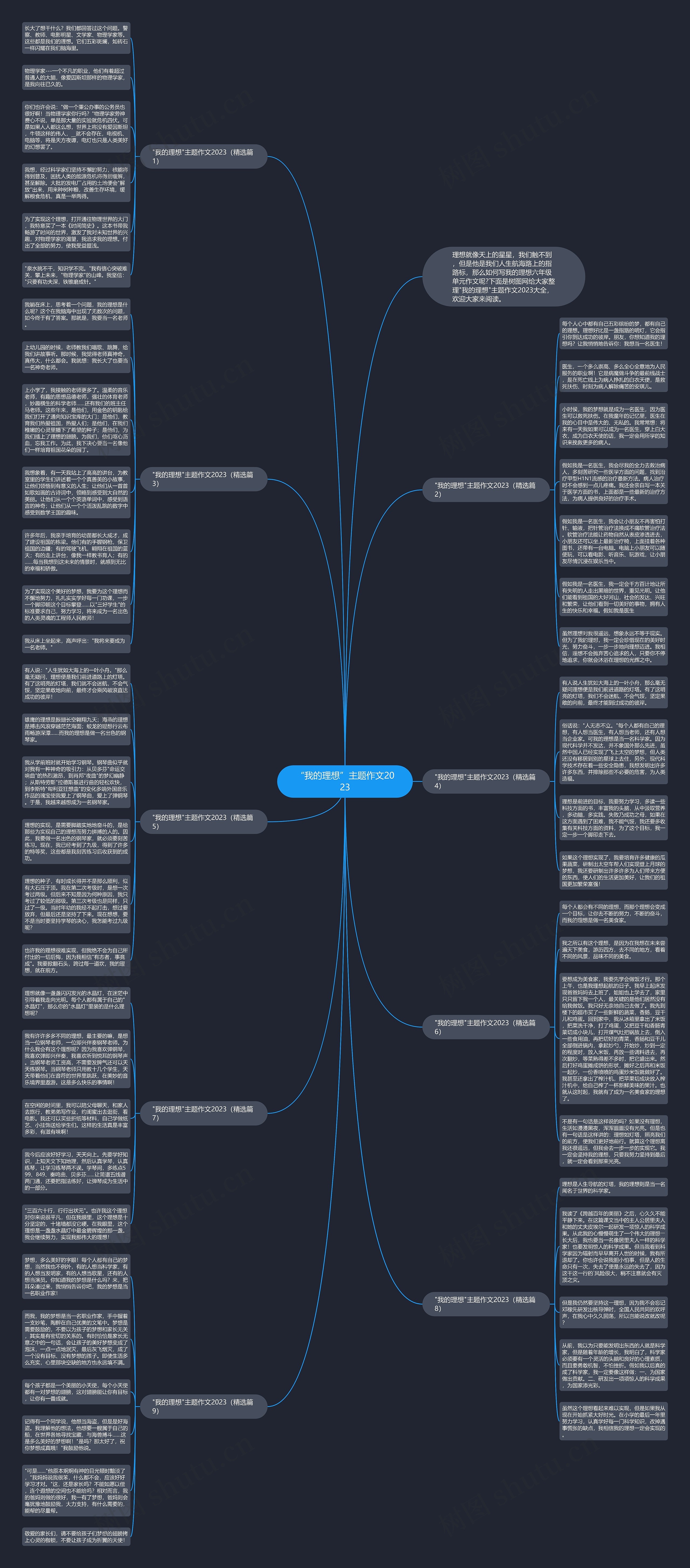 “我的理想”主题作文2023思维导图