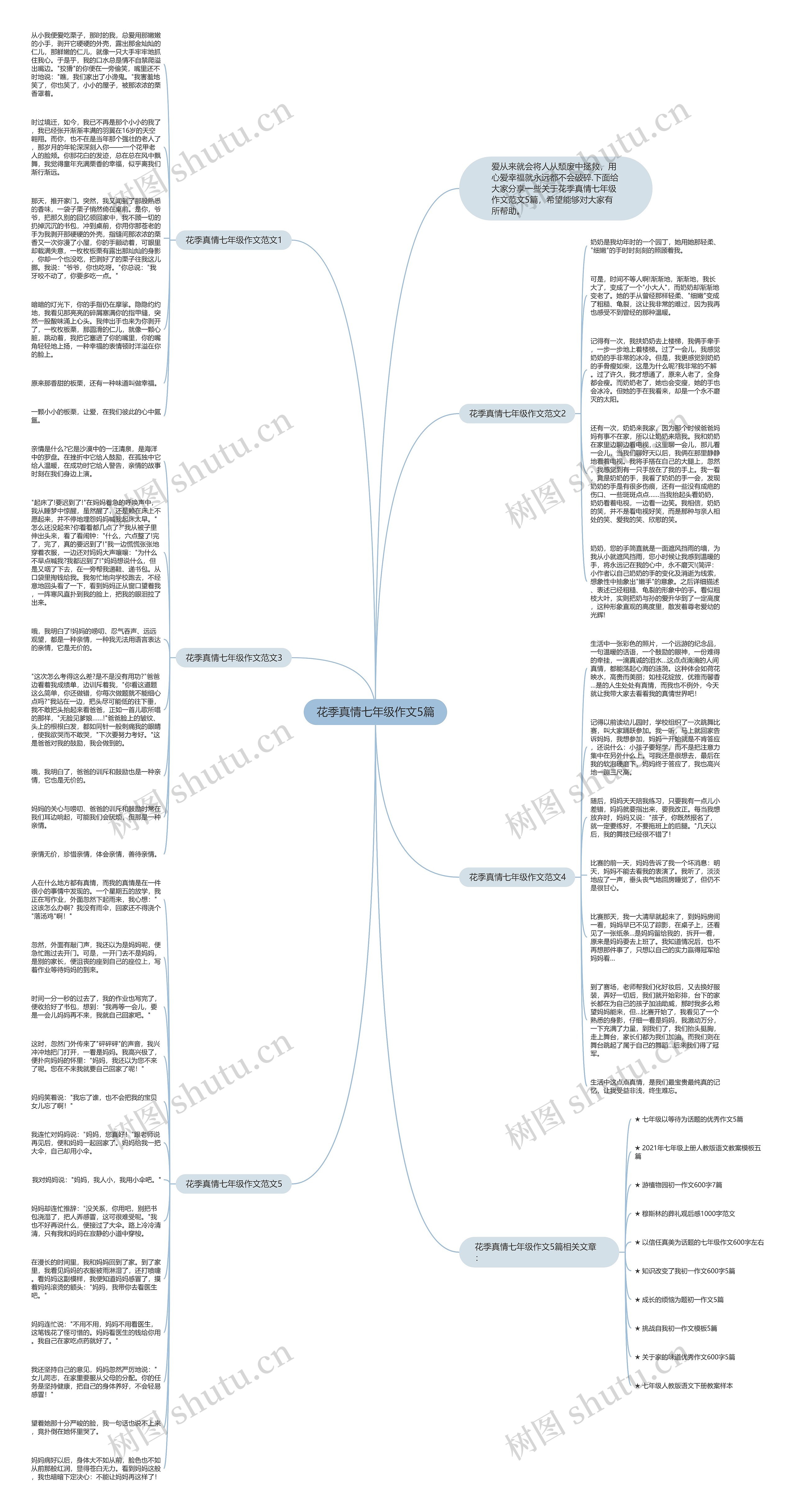 花季真情七年级作文5篇思维导图