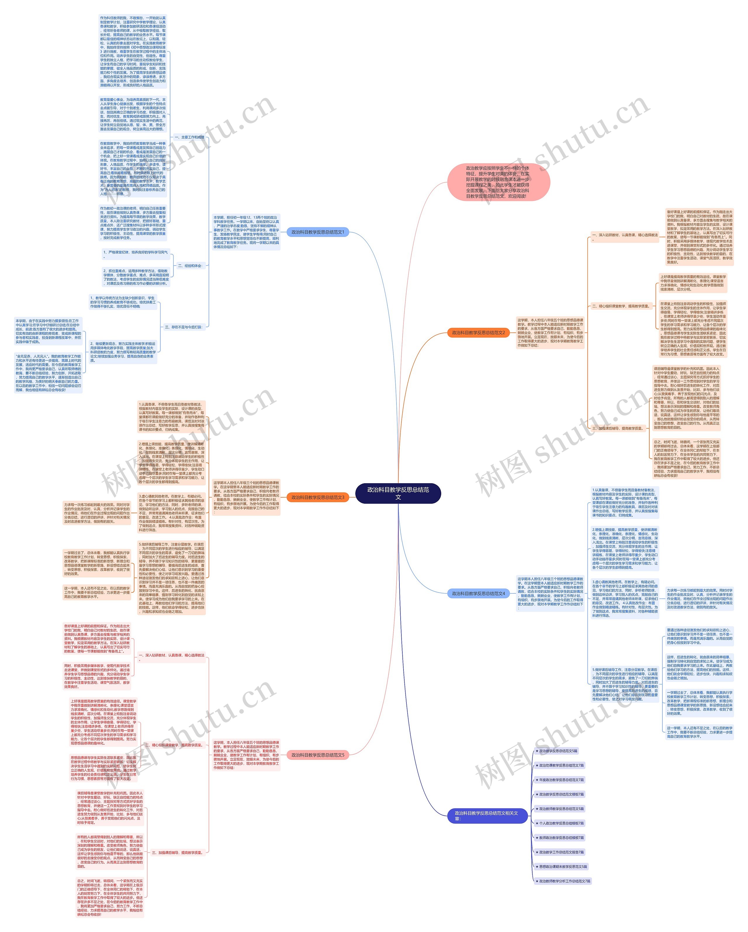 政治科目教学反思总结范文思维导图