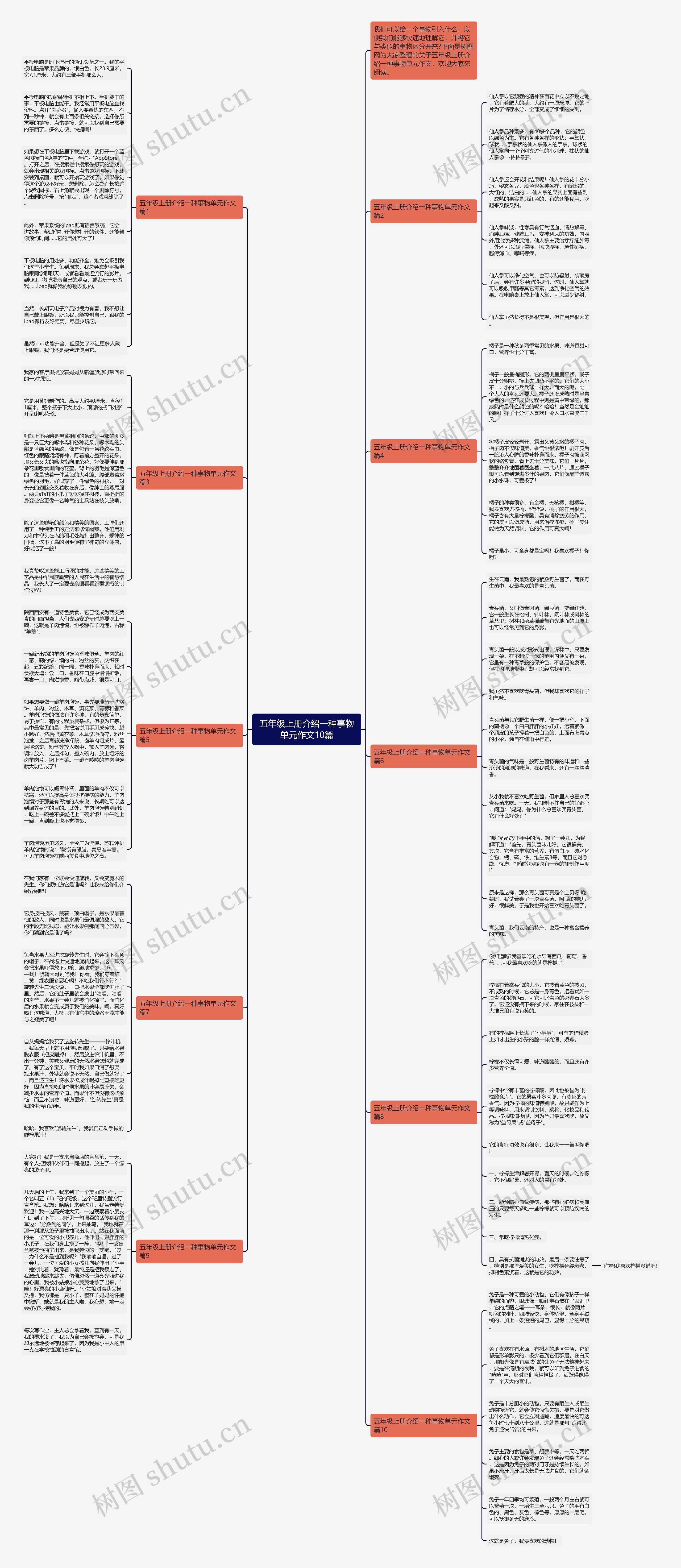 五年级上册介绍一种事物单元作文10篇思维导图