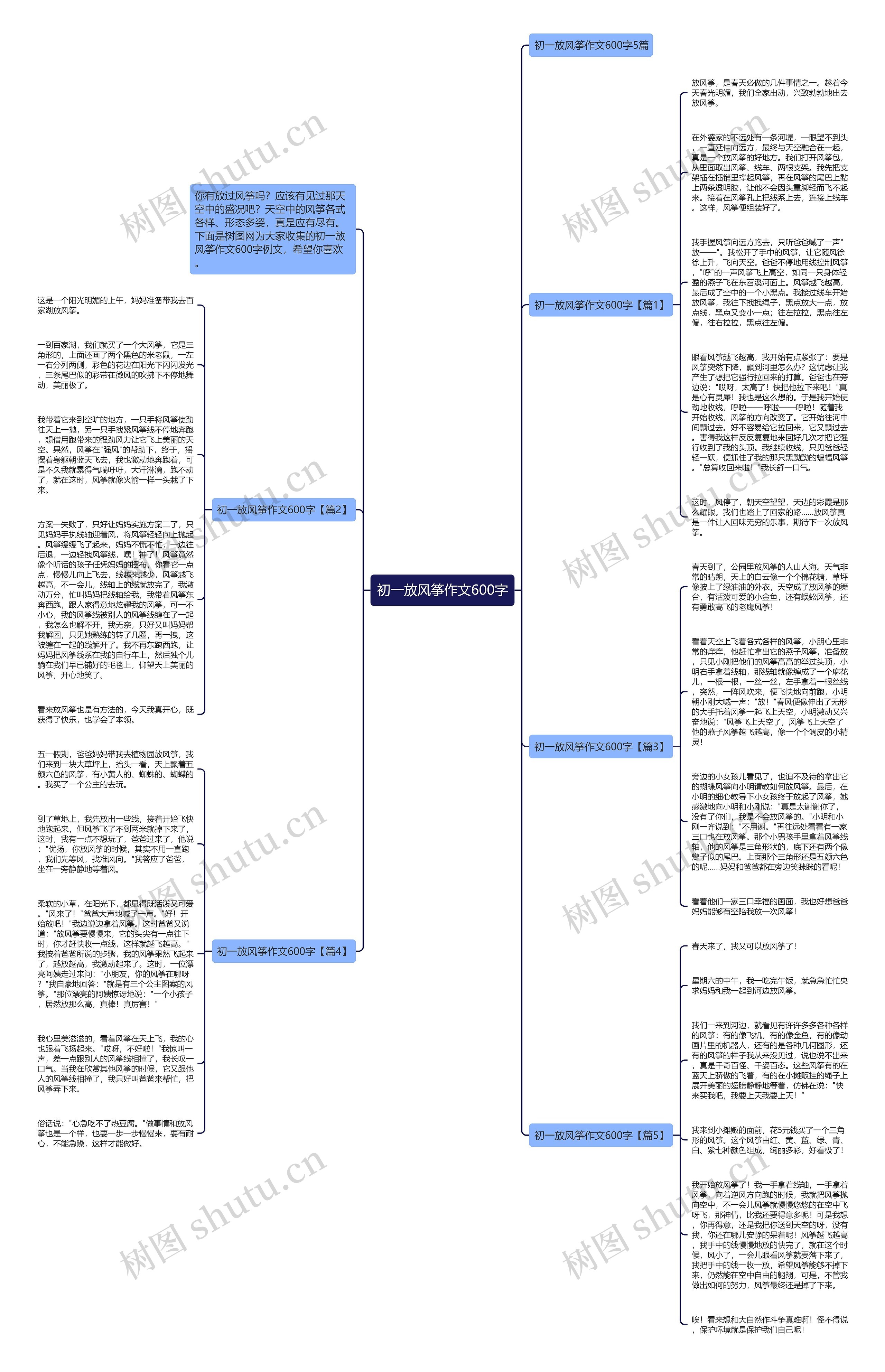 初一放风筝作文600字思维导图