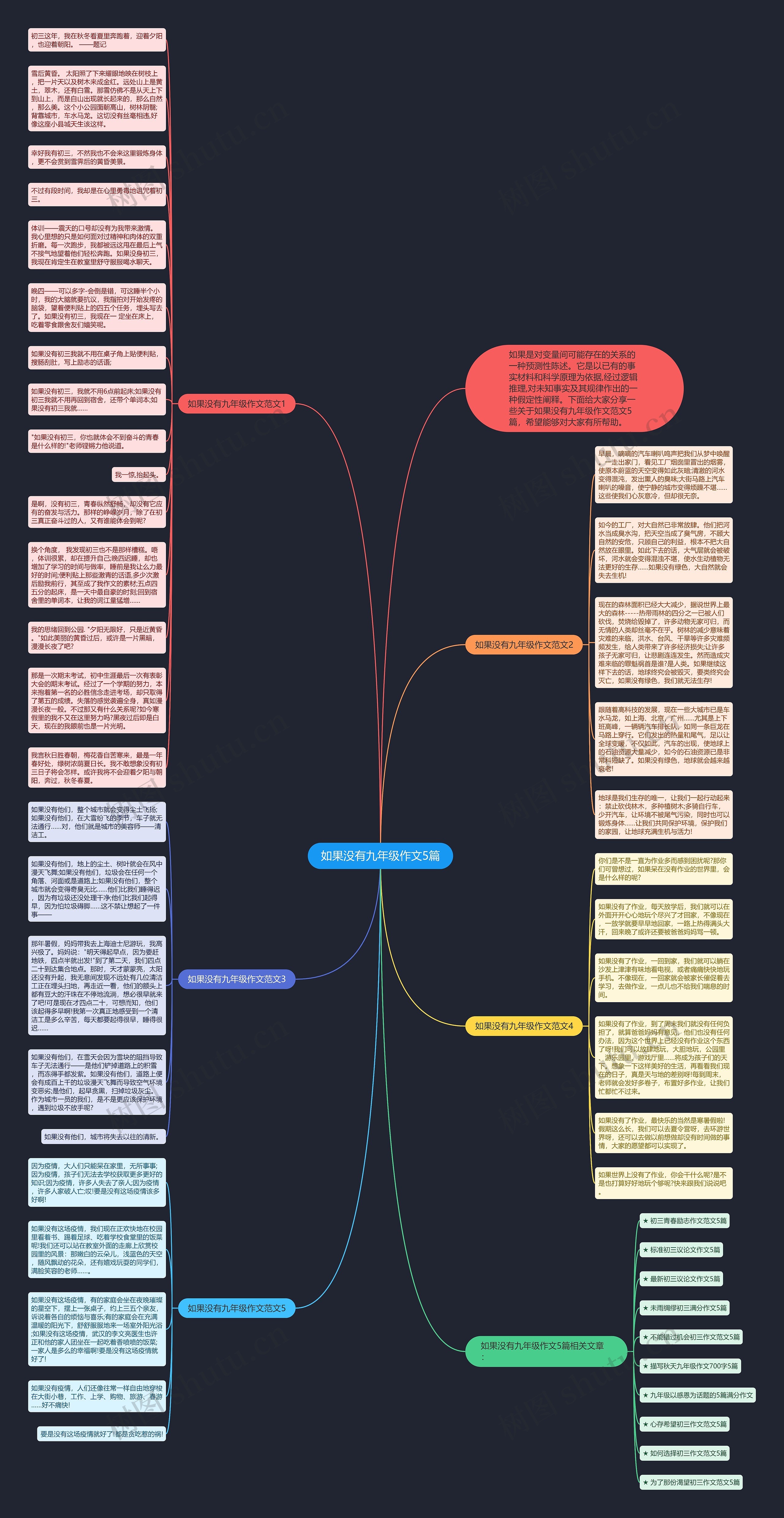 如果没有九年级作文5篇思维导图