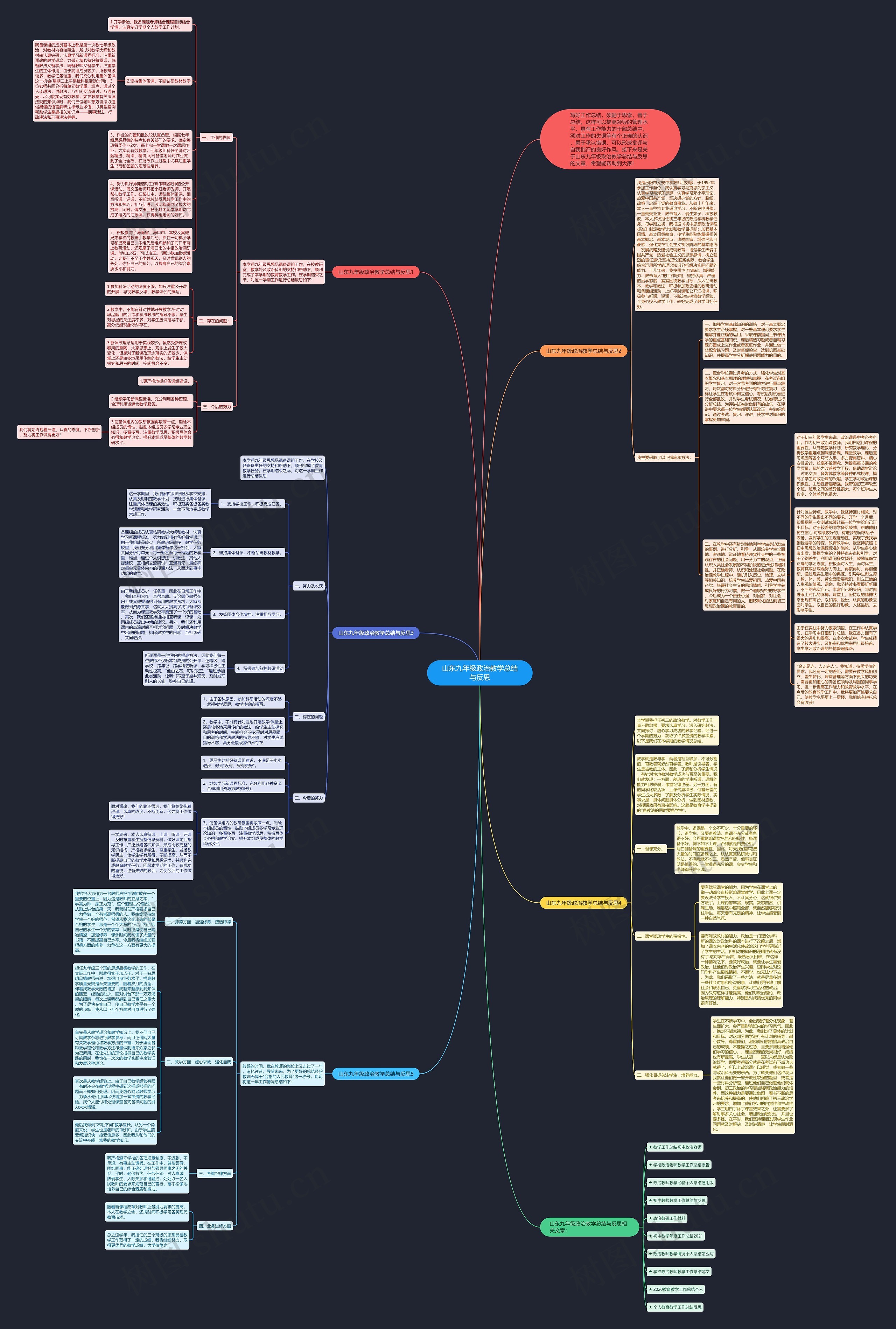 山东九年级政治教学总结与反思思维导图