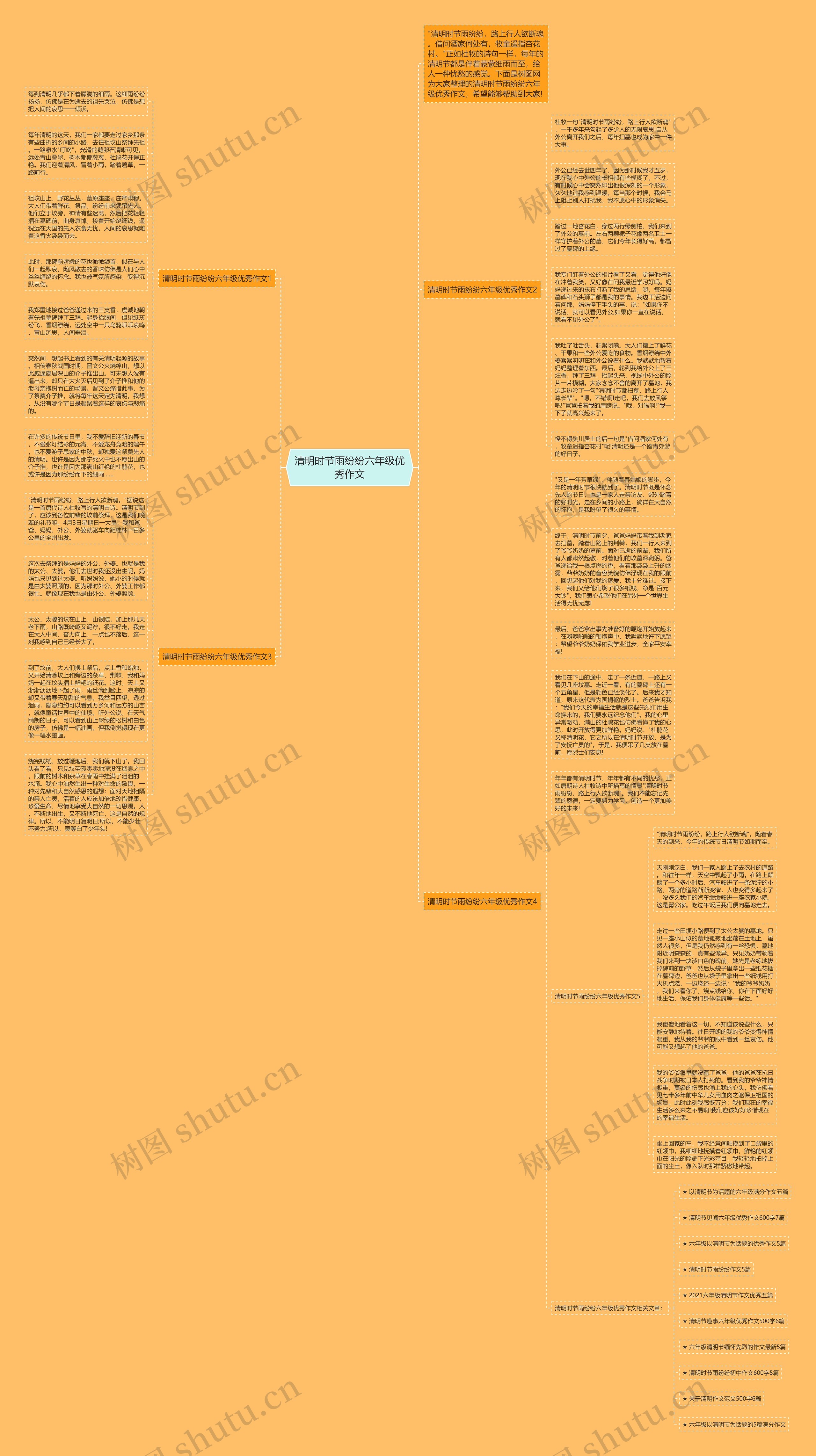 清明时节雨纷纷六年级优秀作文思维导图