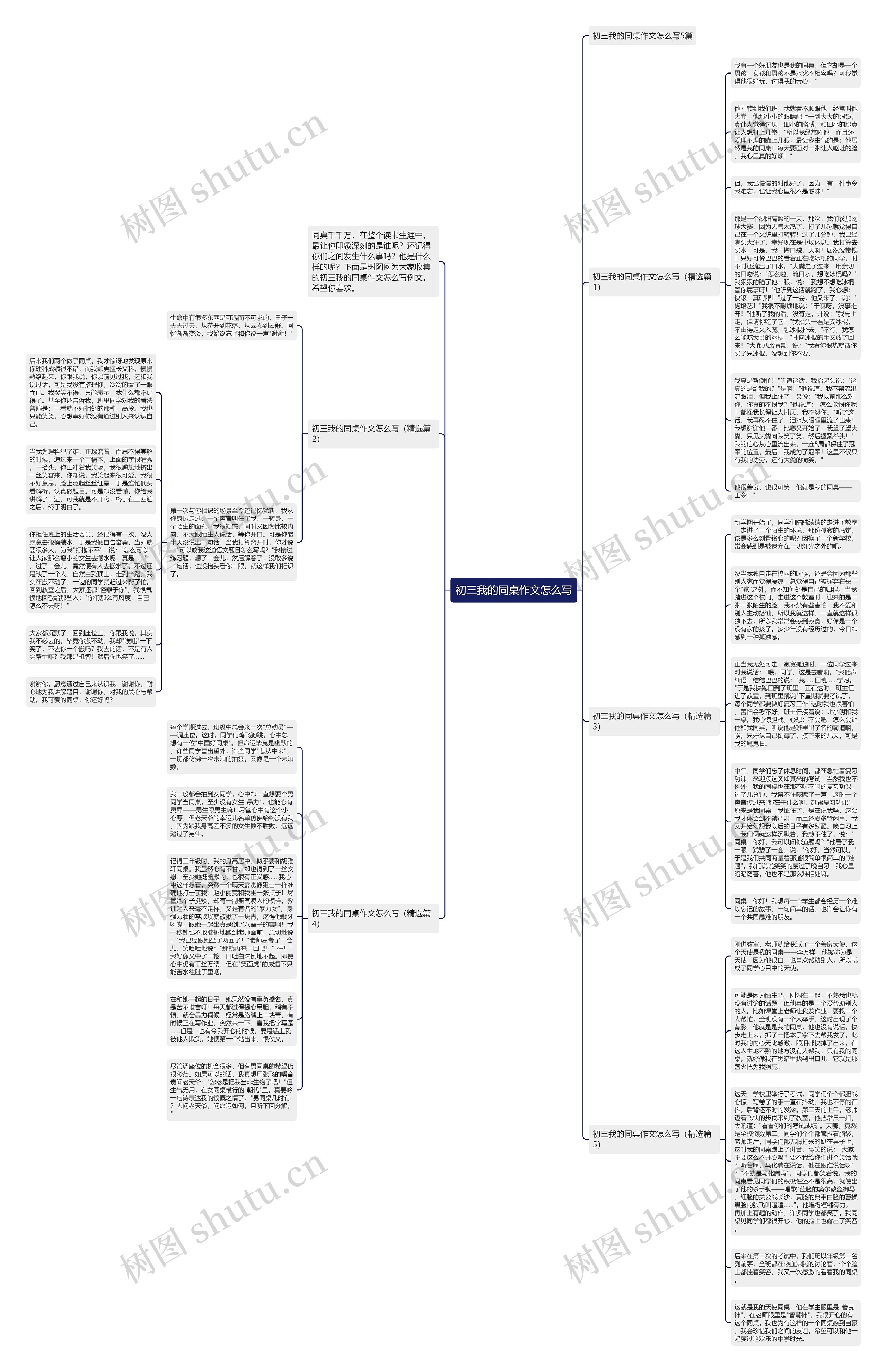 初三我的同桌作文怎么写思维导图