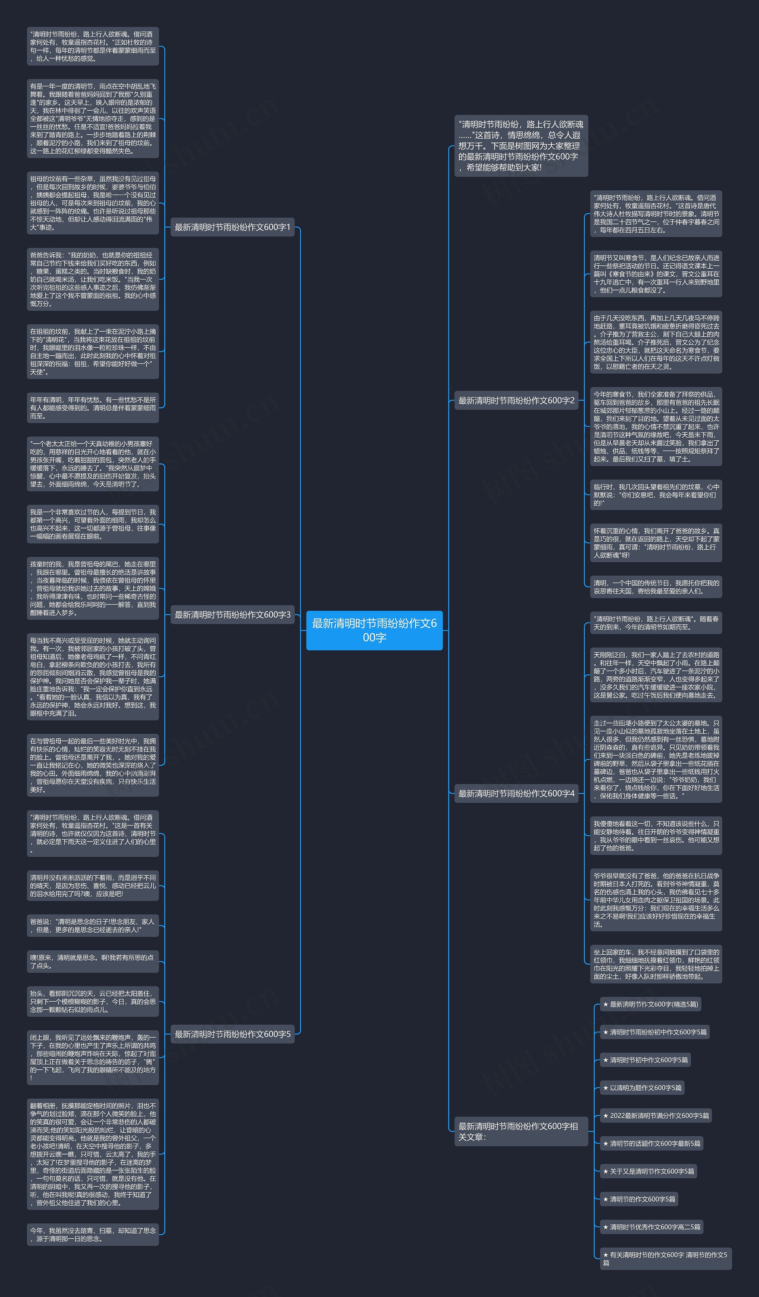 最新清明时节雨纷纷作文600字思维导图