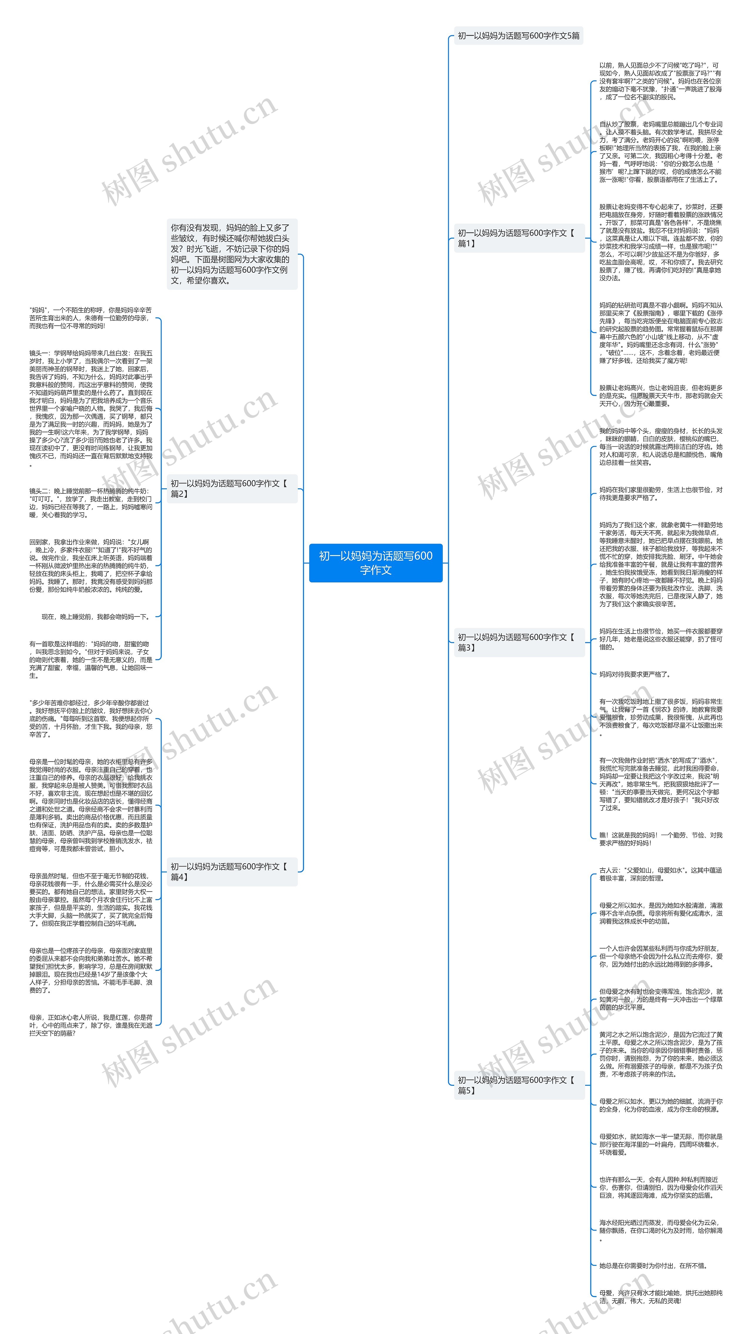 初一以妈妈为话题写600字作文思维导图