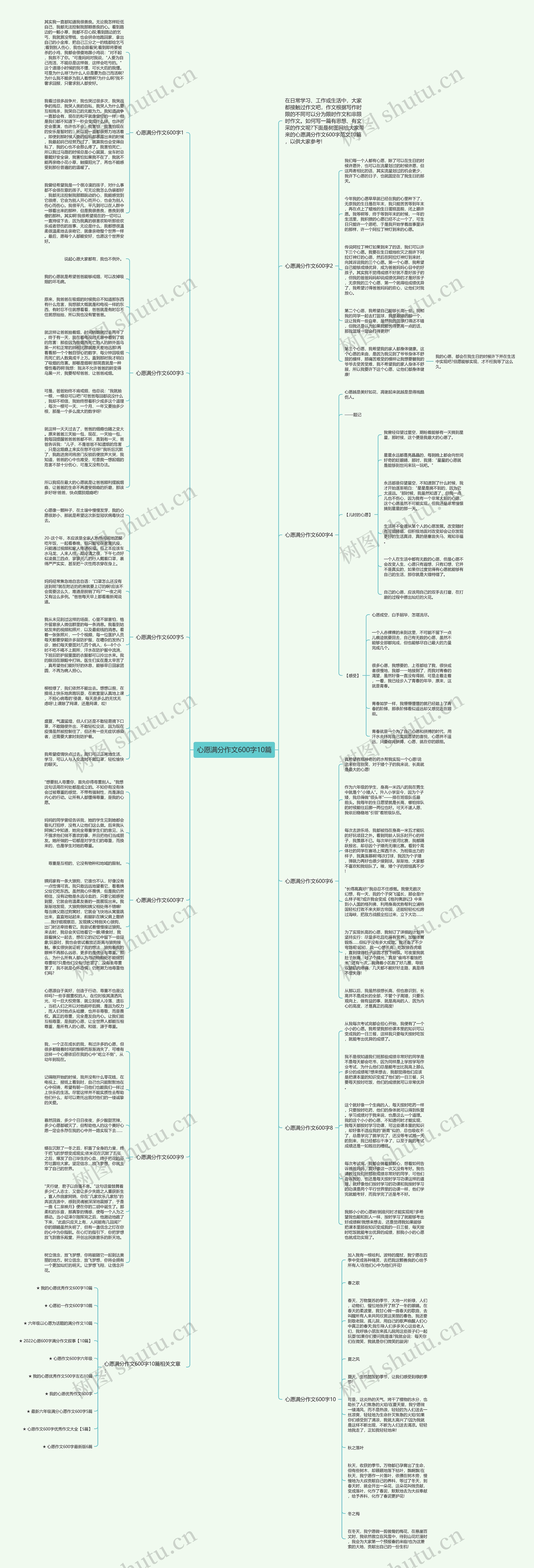 心愿满分作文600字10篇思维导图