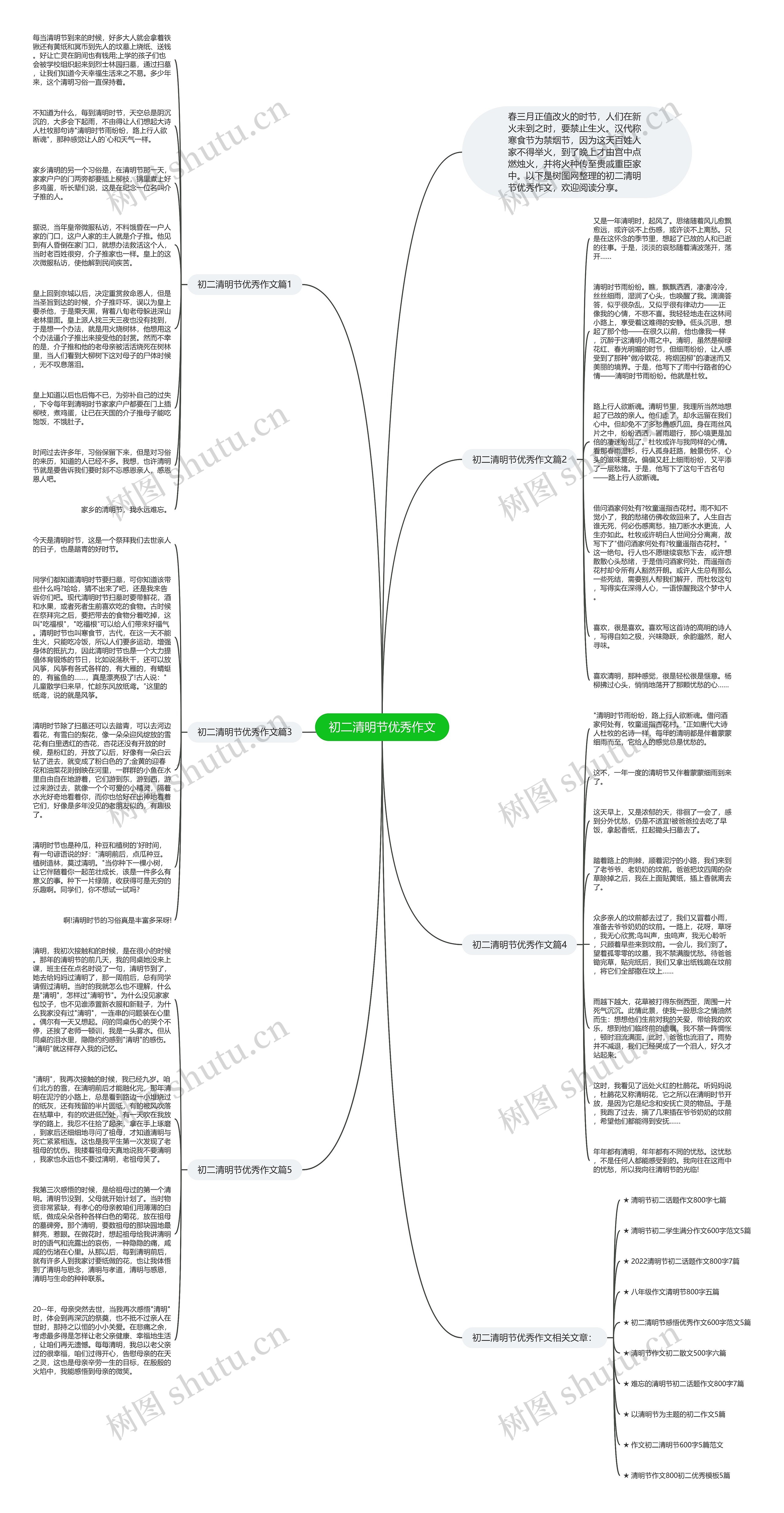 初二清明节优秀作文思维导图