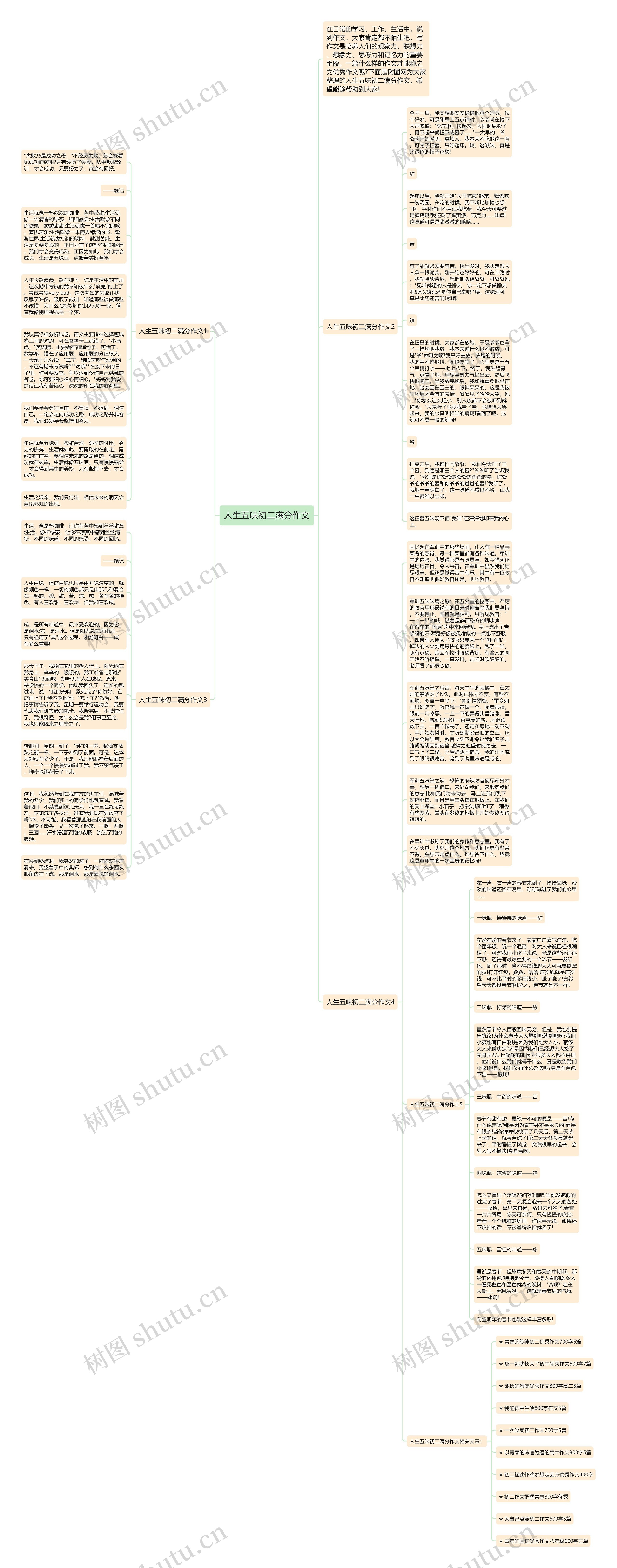 人生五味初二满分作文思维导图