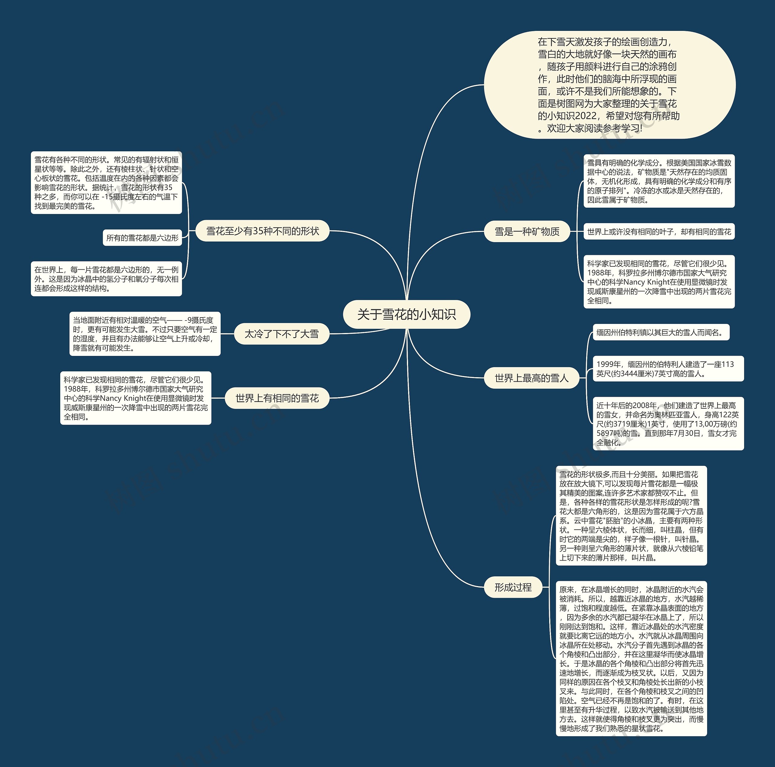 关于雪花的小知识思维导图