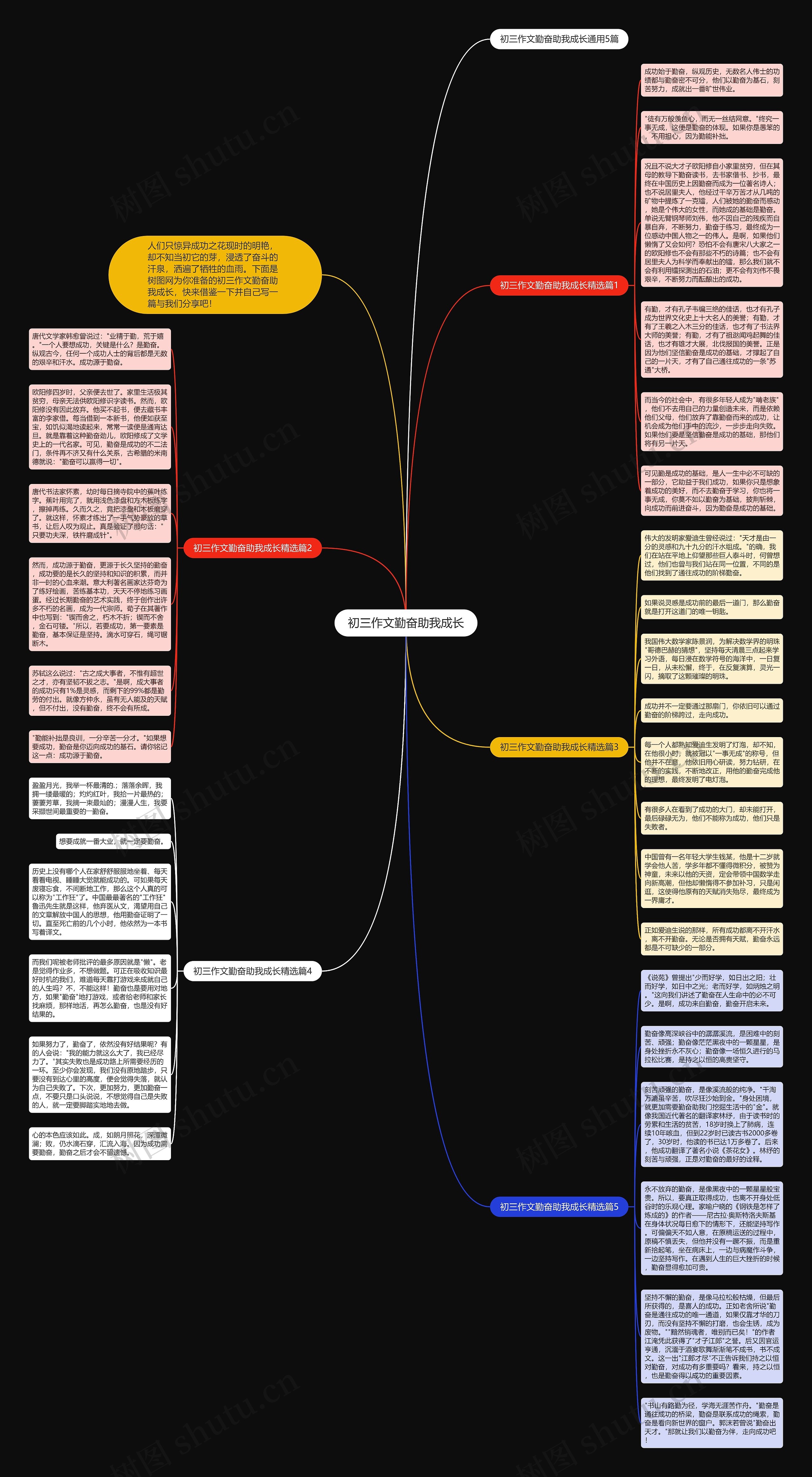 初三作文勤奋助我成长思维导图