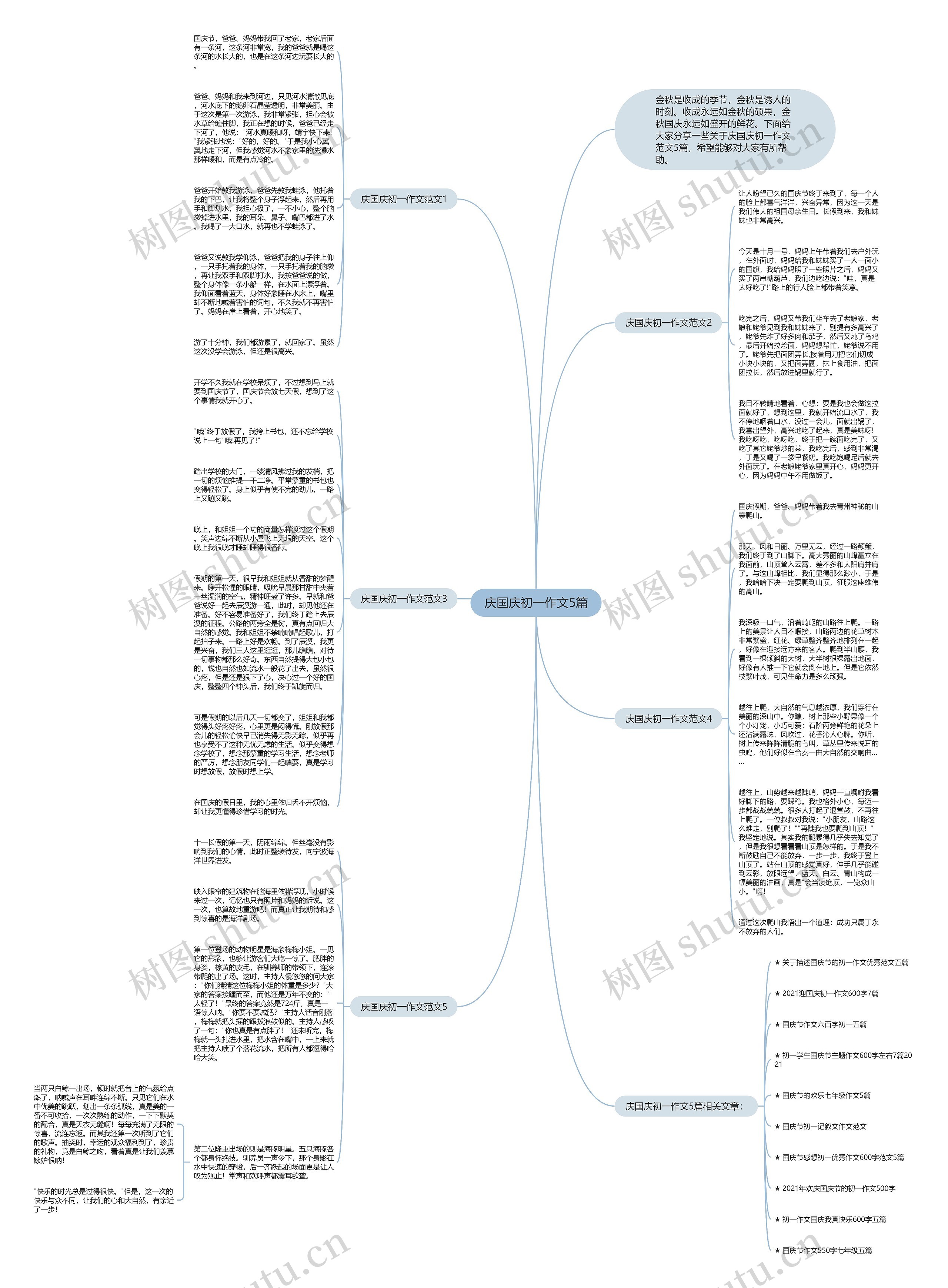庆国庆初一作文5篇思维导图