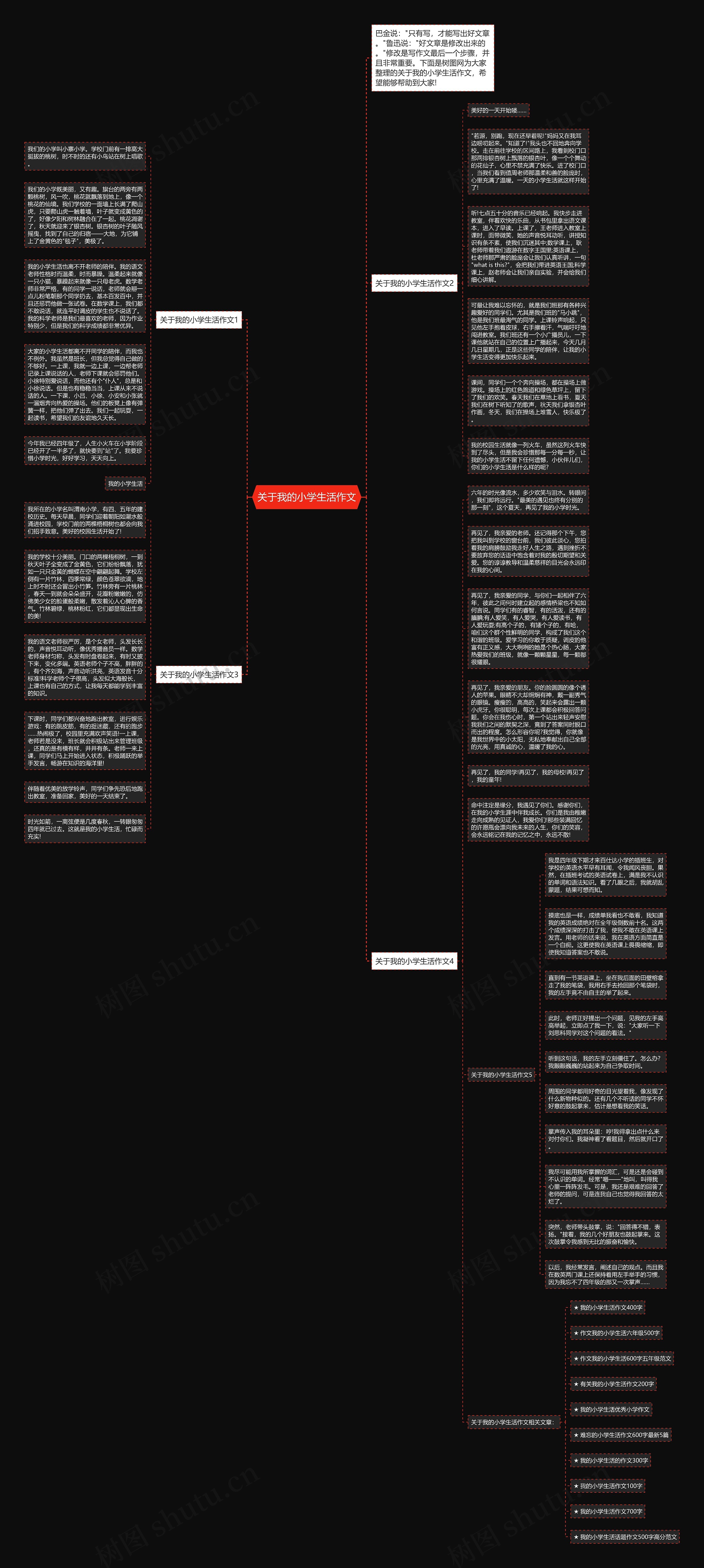 关于我的小学生活作文思维导图