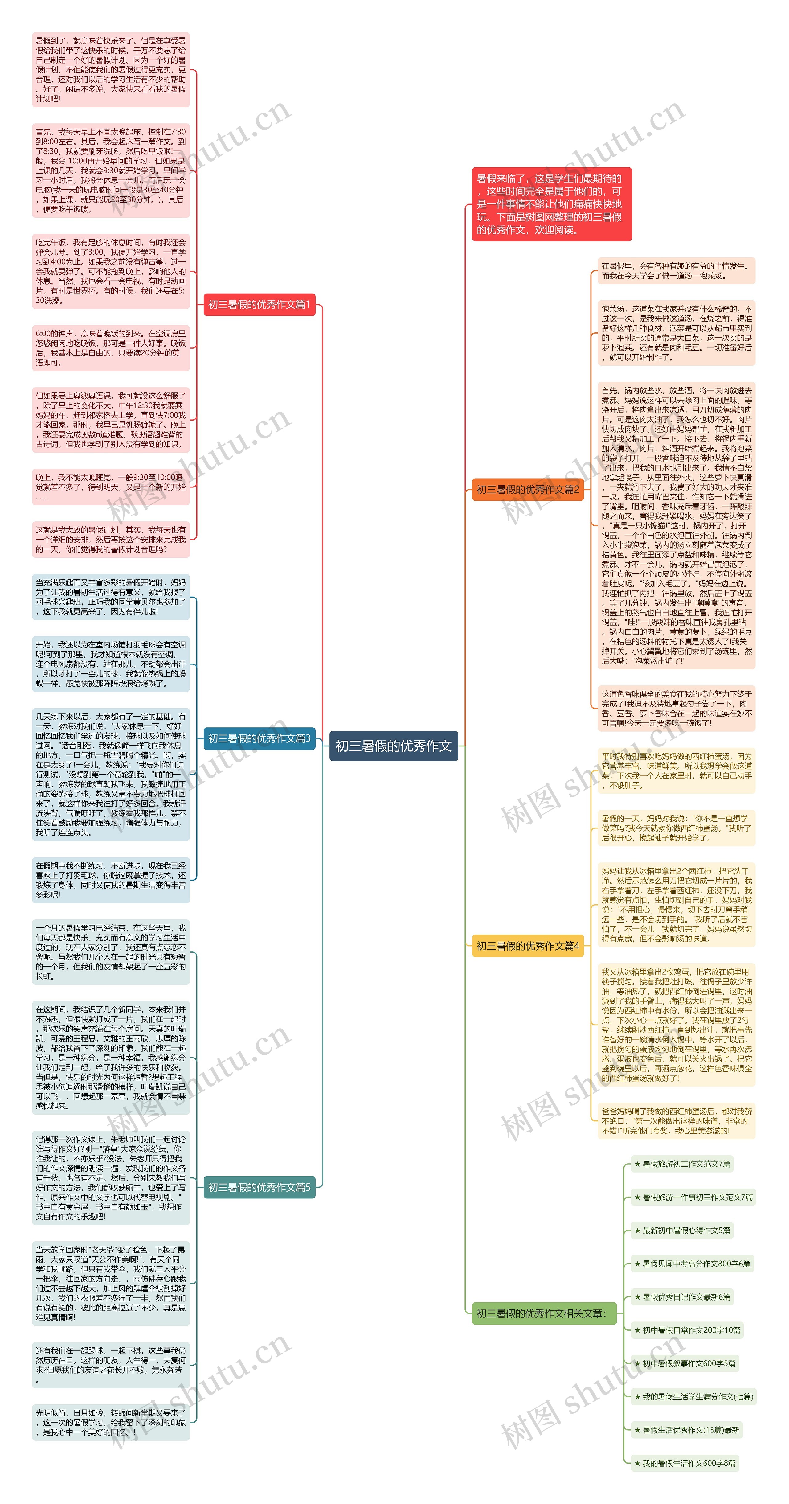 初三暑假的优秀作文思维导图