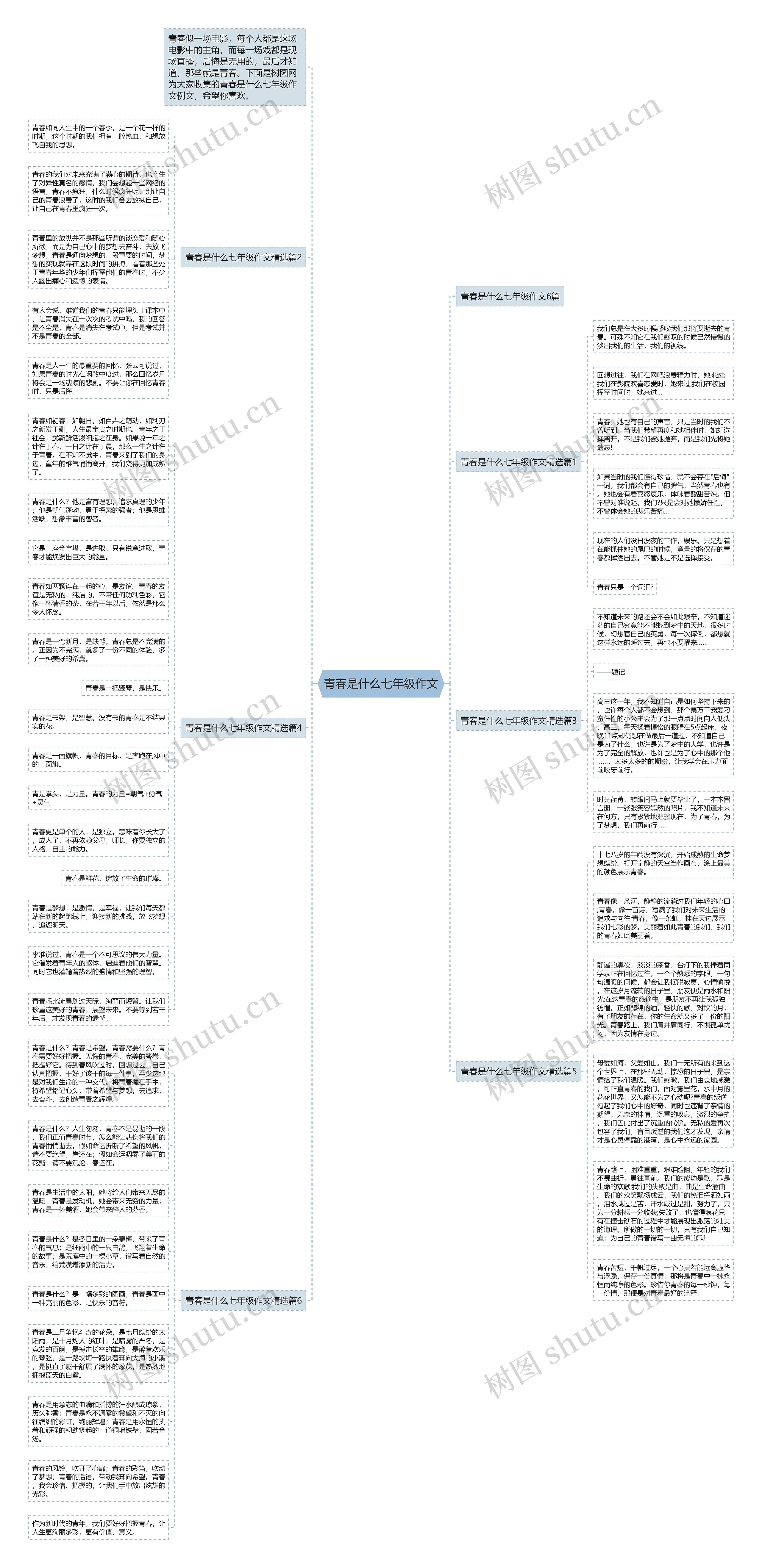 青春是什么七年级作文思维导图
