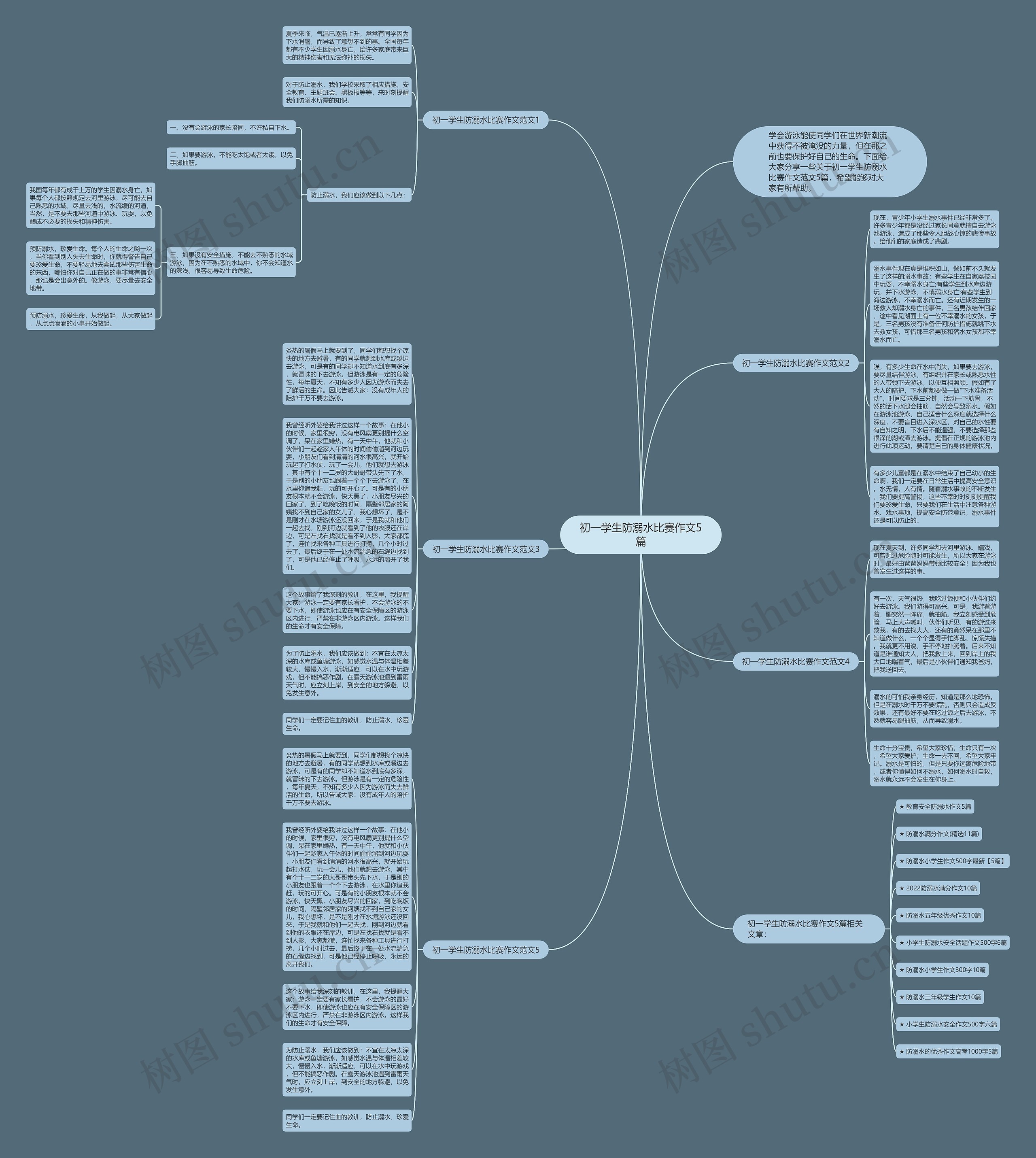 初一学生防溺水比赛作文5篇思维导图