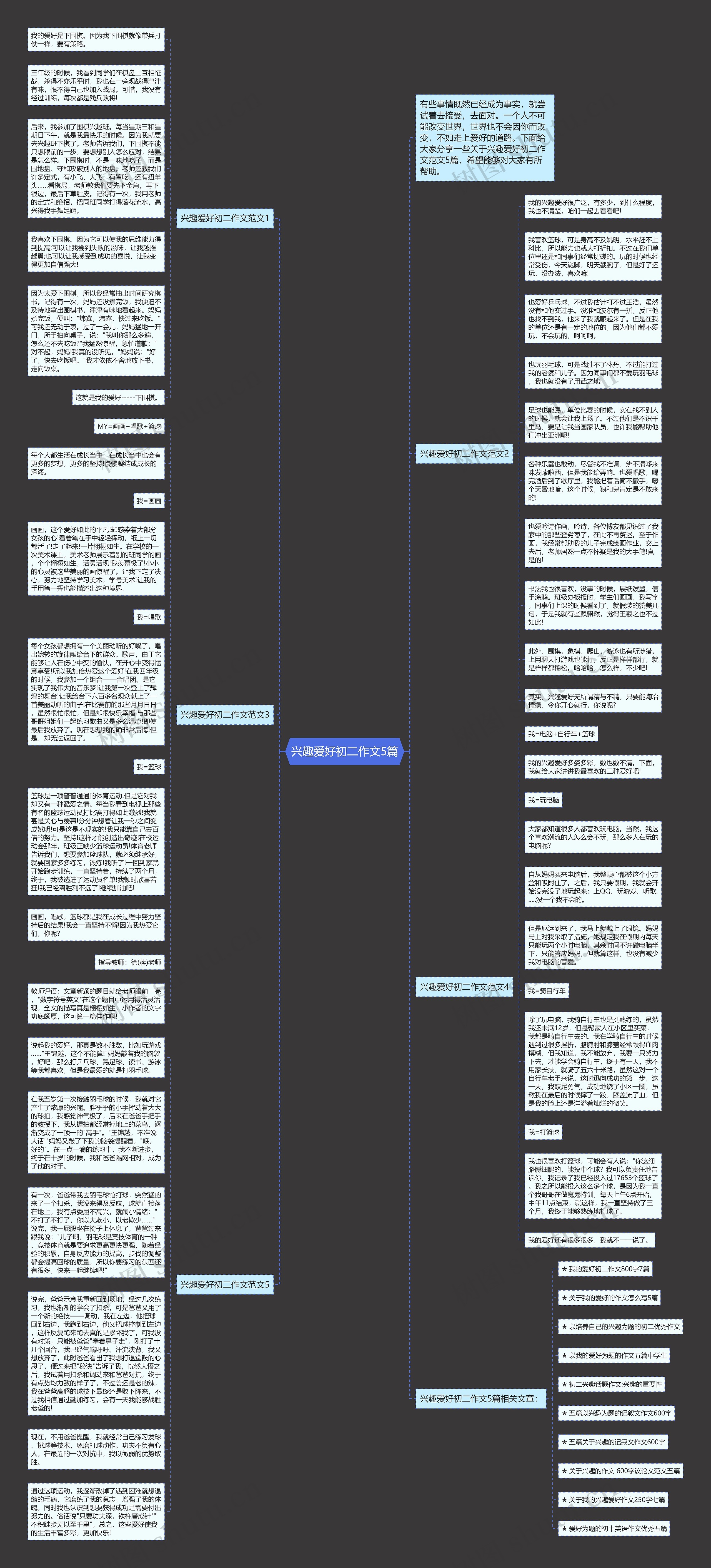 兴趣爱好初二作文5篇思维导图