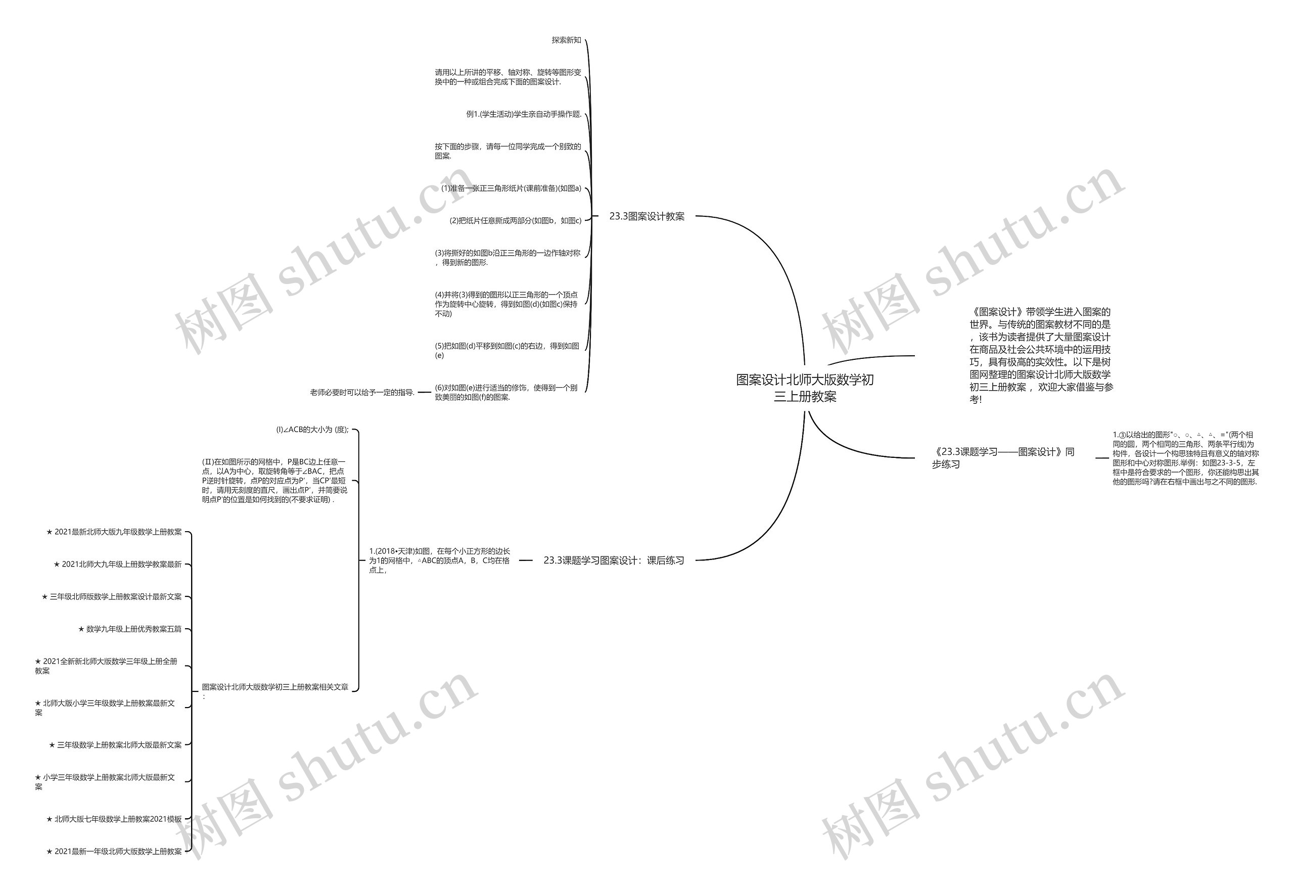 图案设计北师大版数学初三上册教案思维导图