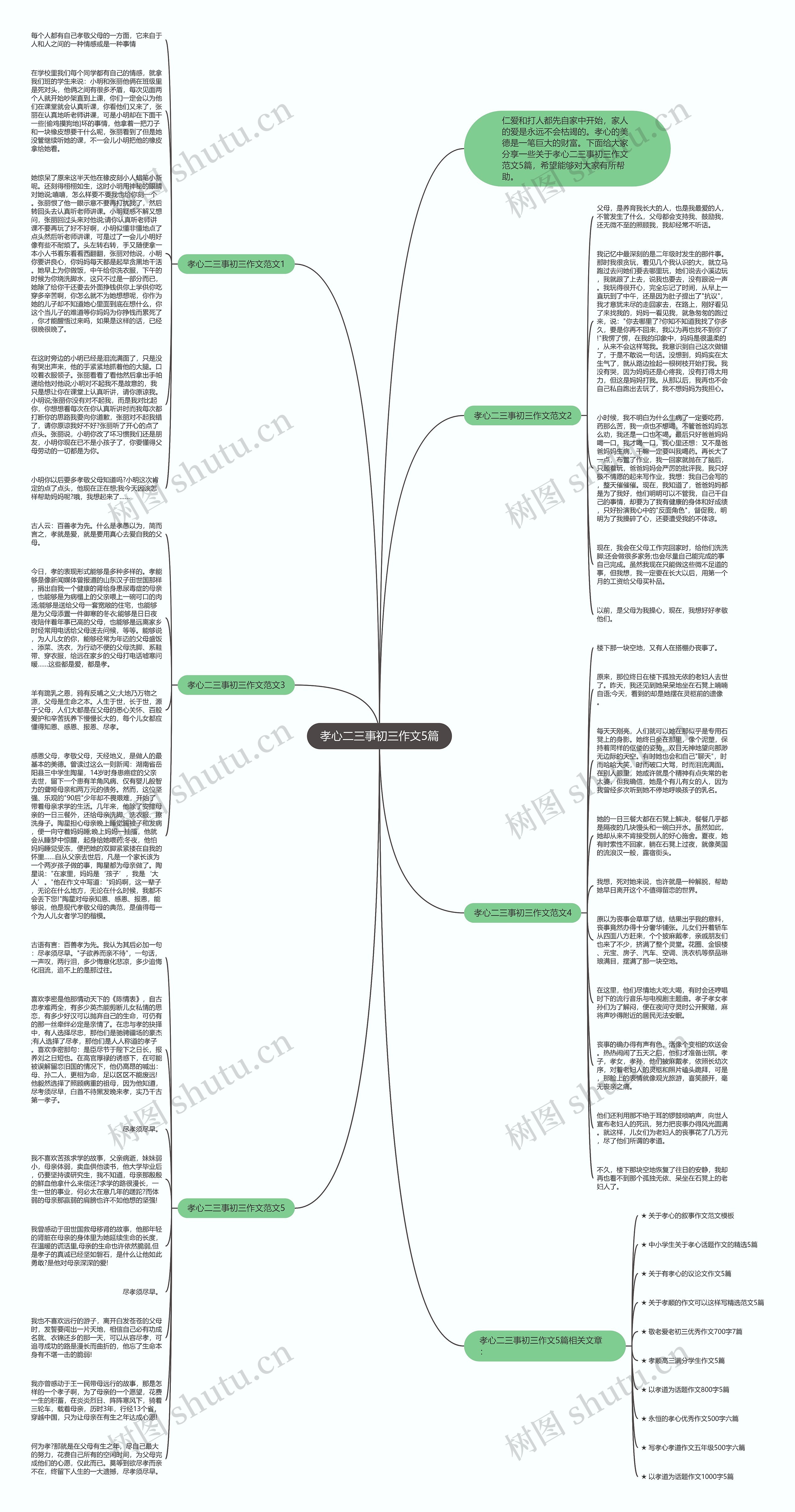 孝心二三事初三作文5篇思维导图