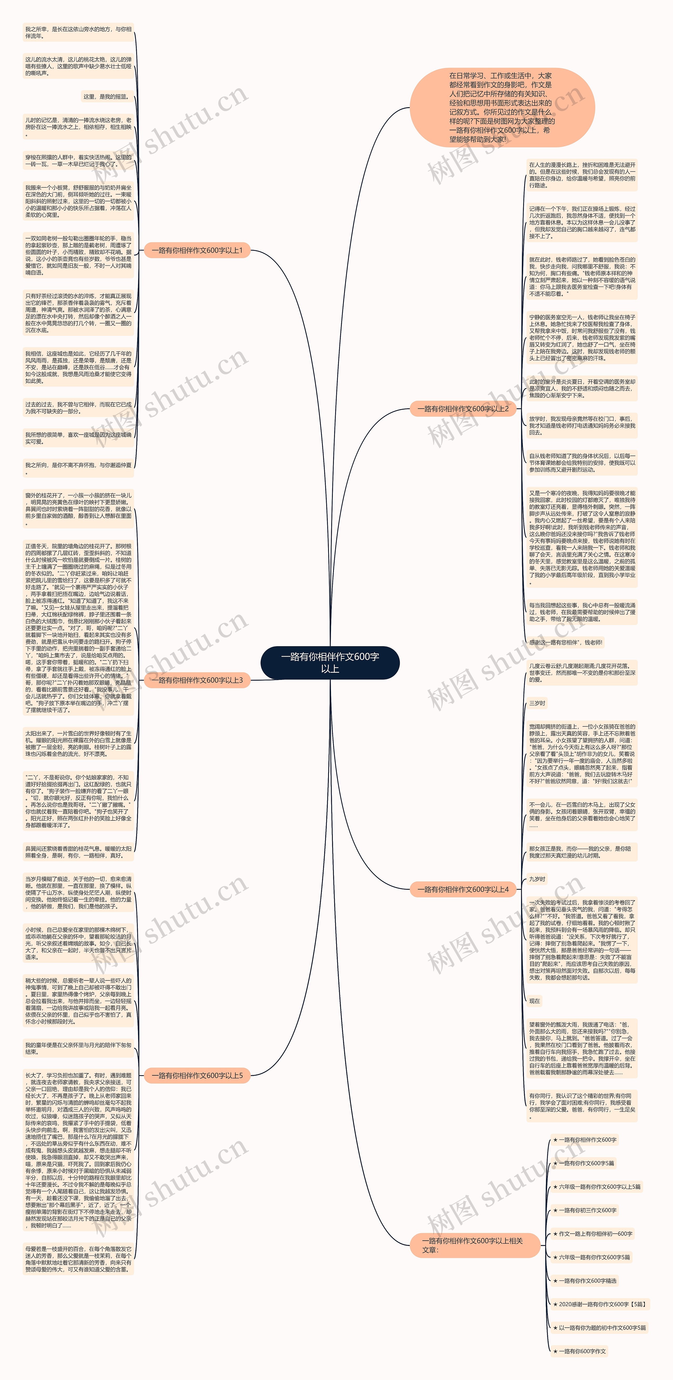 一路有你相伴作文600字以上思维导图