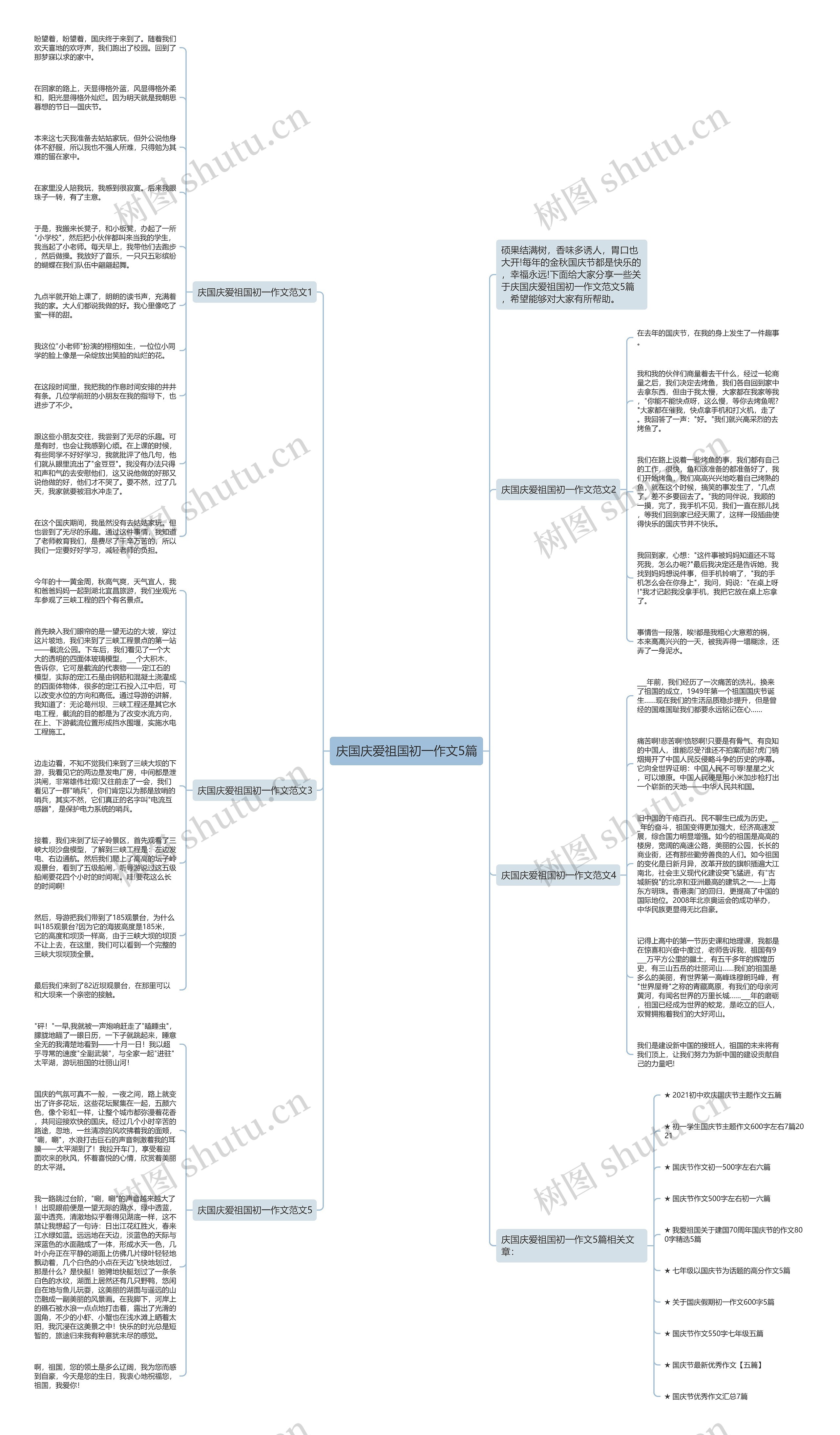 庆国庆爱祖国初一作文5篇思维导图