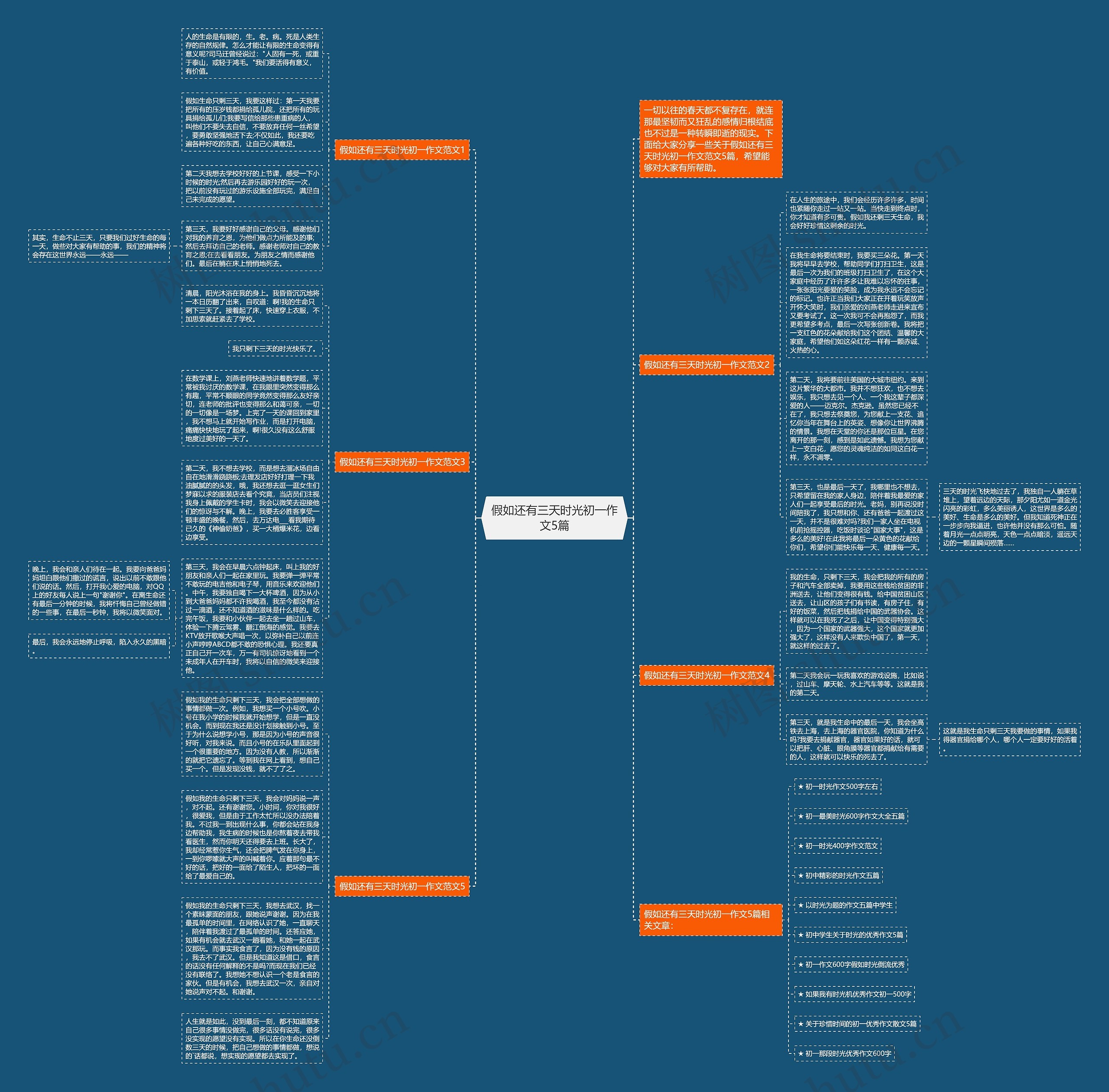 假如还有三天时光初一作文5篇思维导图
