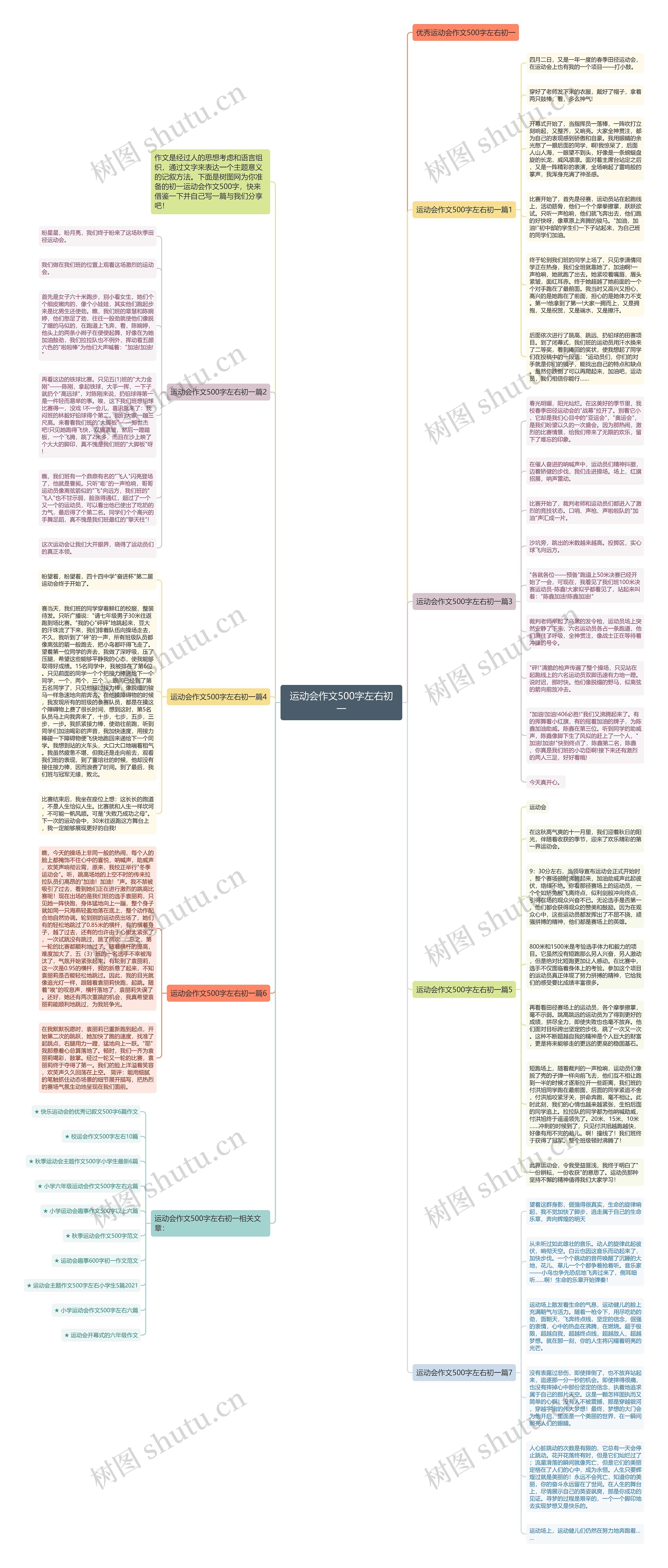 运动会作文500字左右初一思维导图