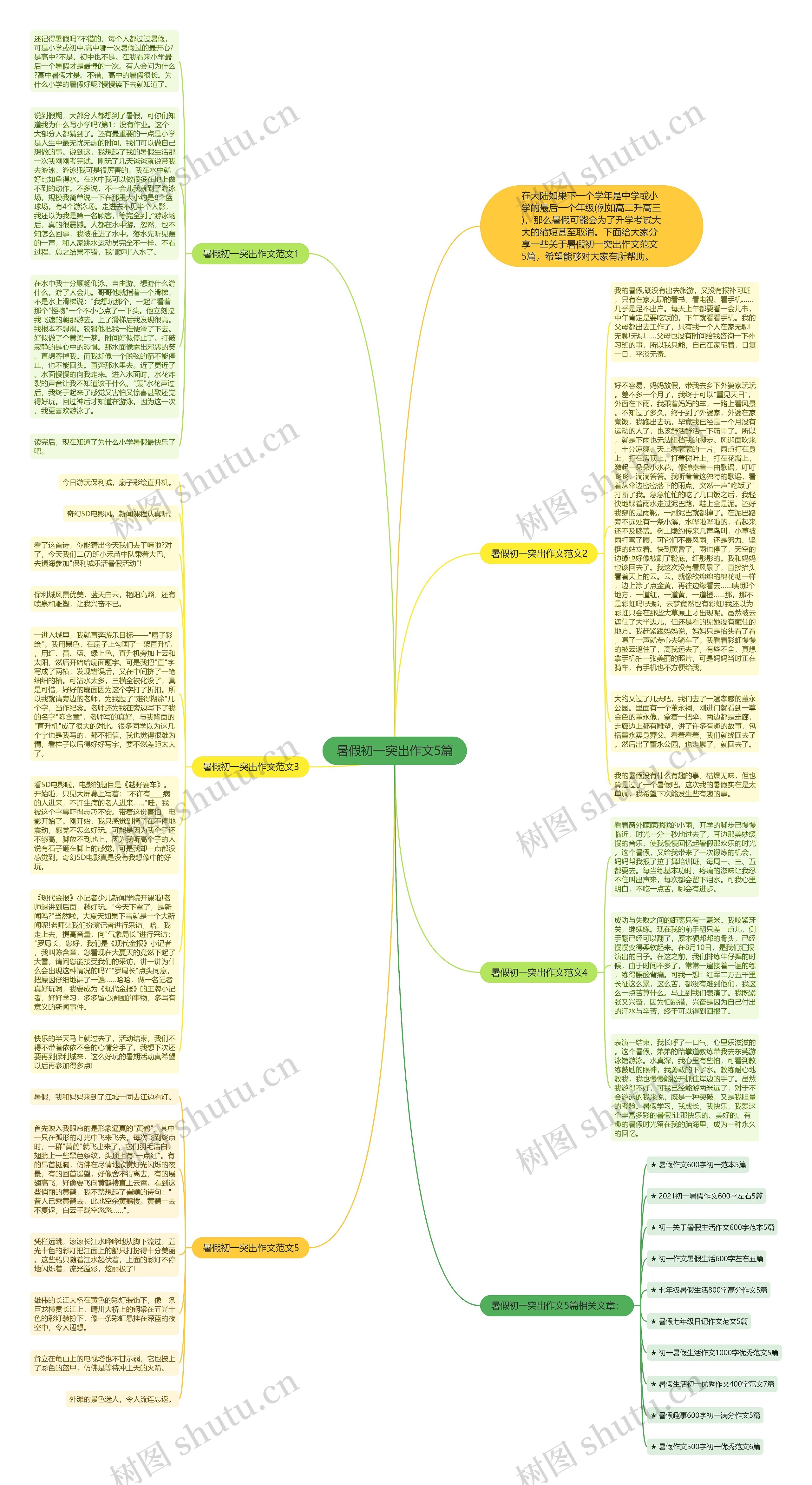 暑假初一突出作文5篇思维导图