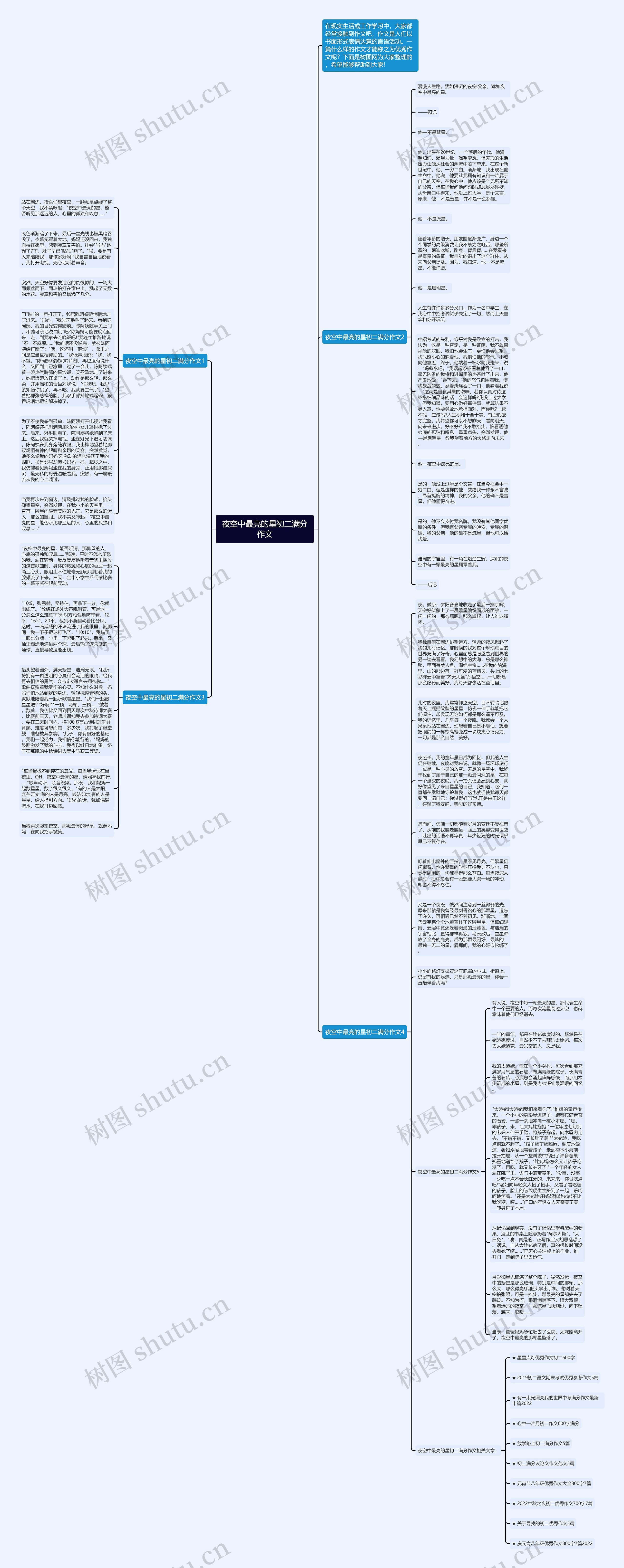 夜空中最亮的星初二满分作文思维导图