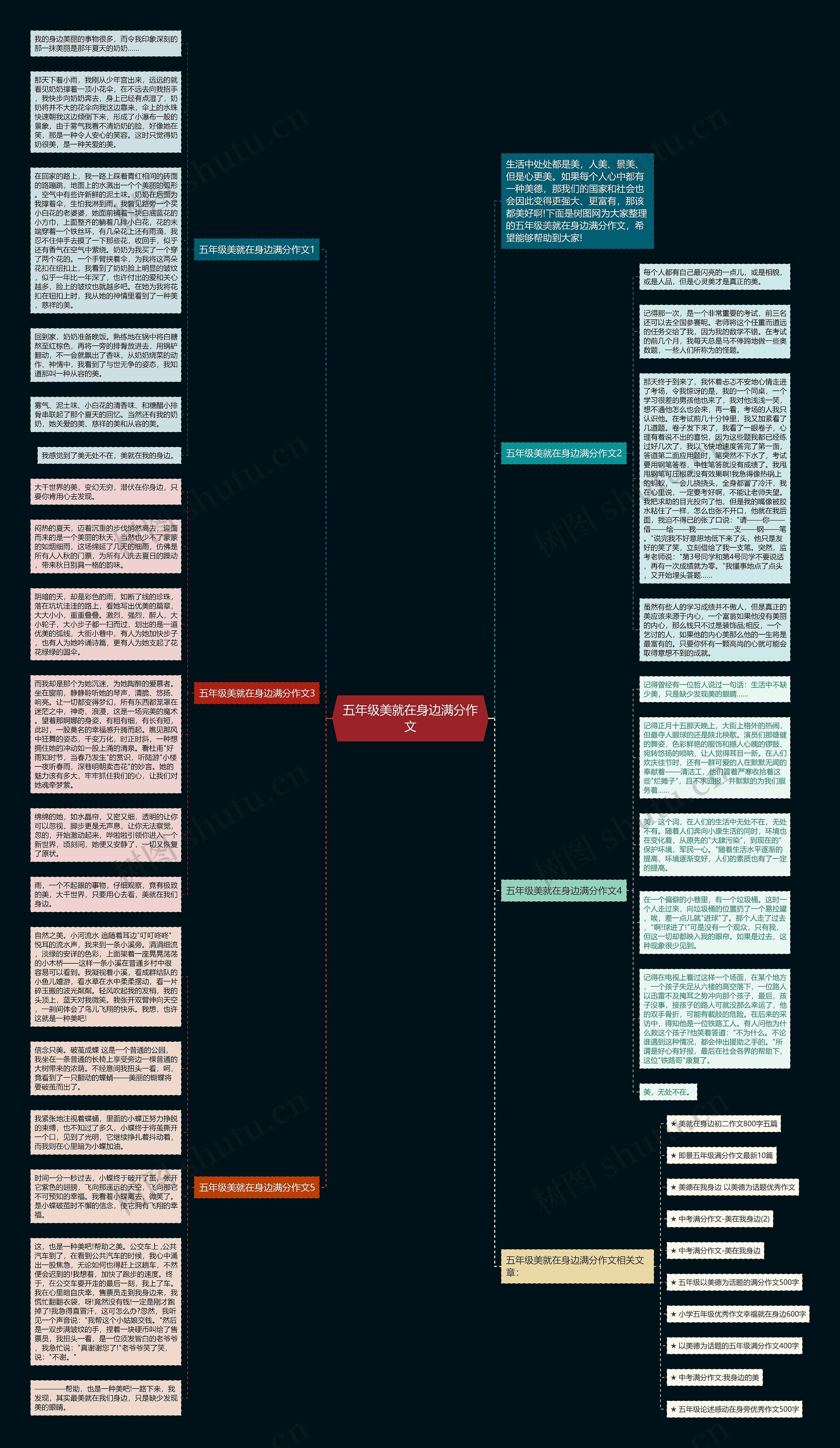 五年级美就在身边满分作文思维导图