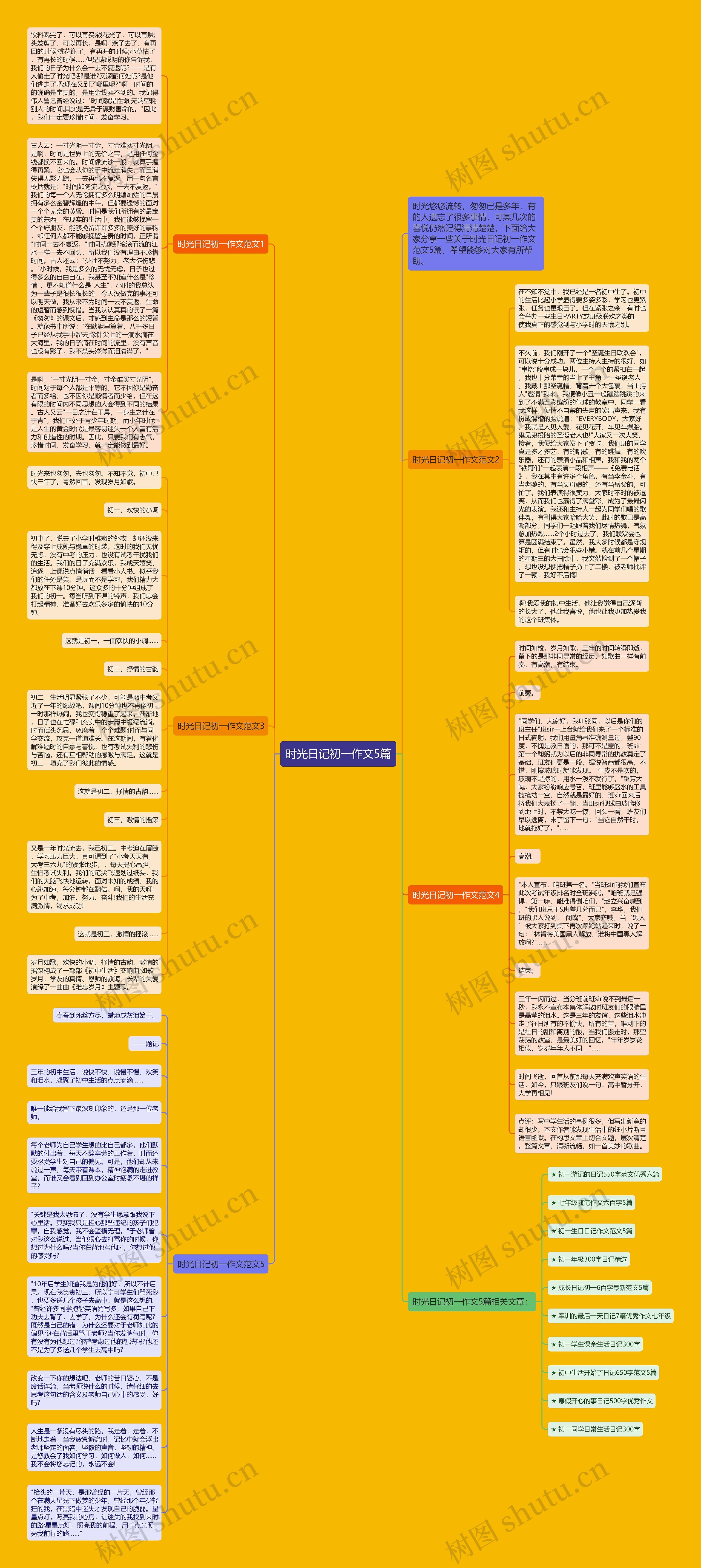 时光日记初一作文5篇思维导图