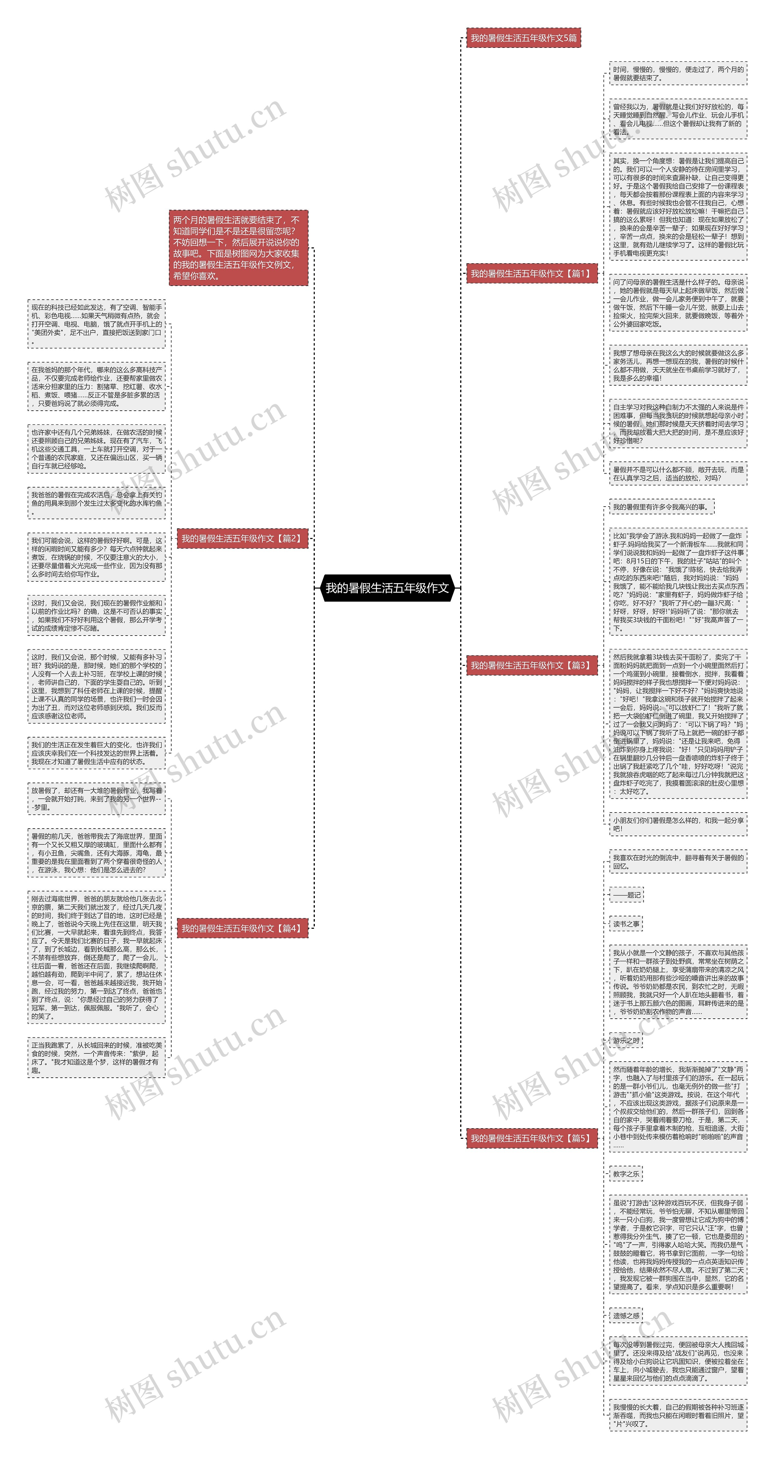 我的暑假生活五年级作文思维导图