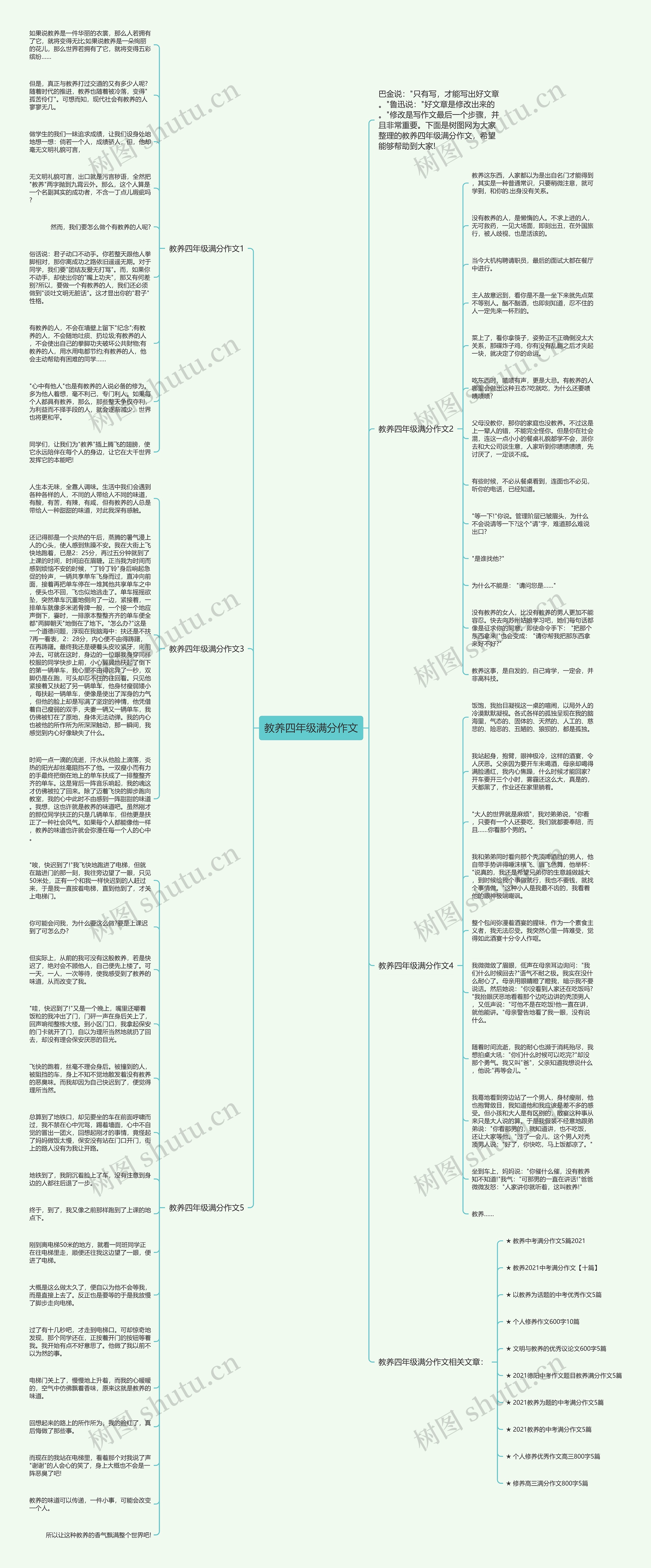 教养四年级满分作文思维导图