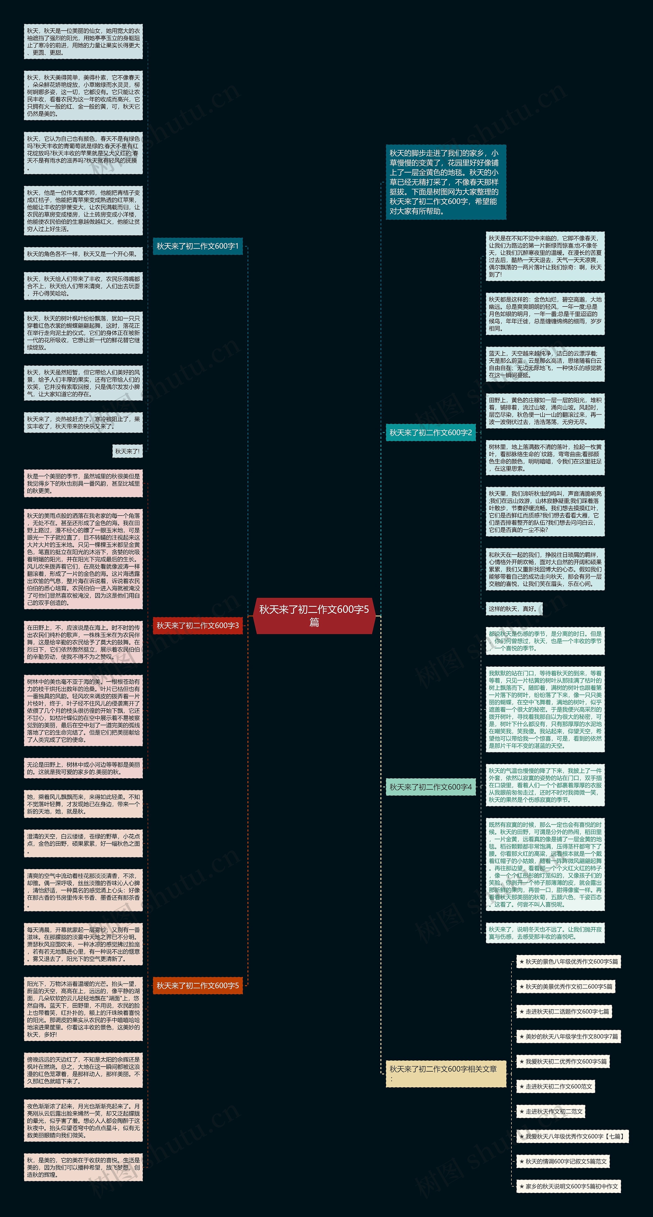 秋天来了初二作文600字5篇思维导图