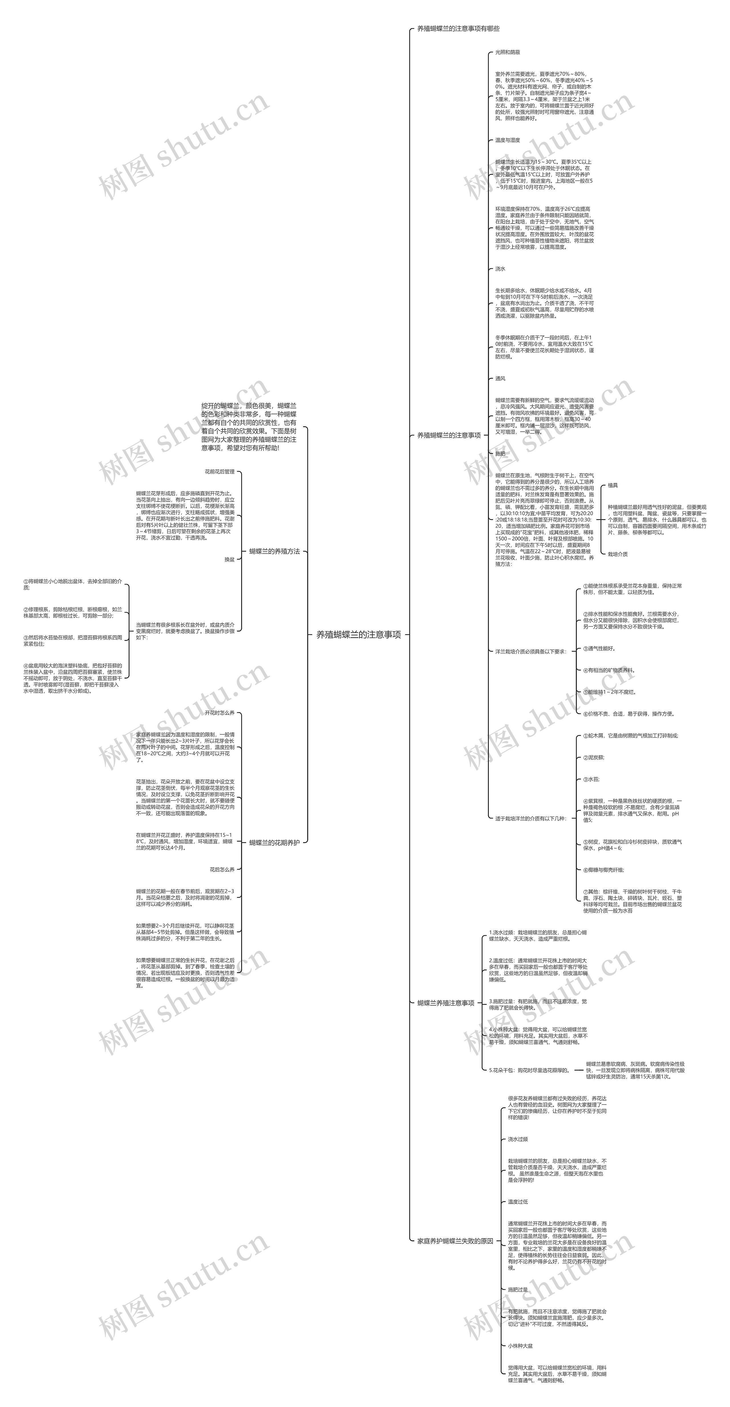 养殖蝴蝶兰的注意事项思维导图