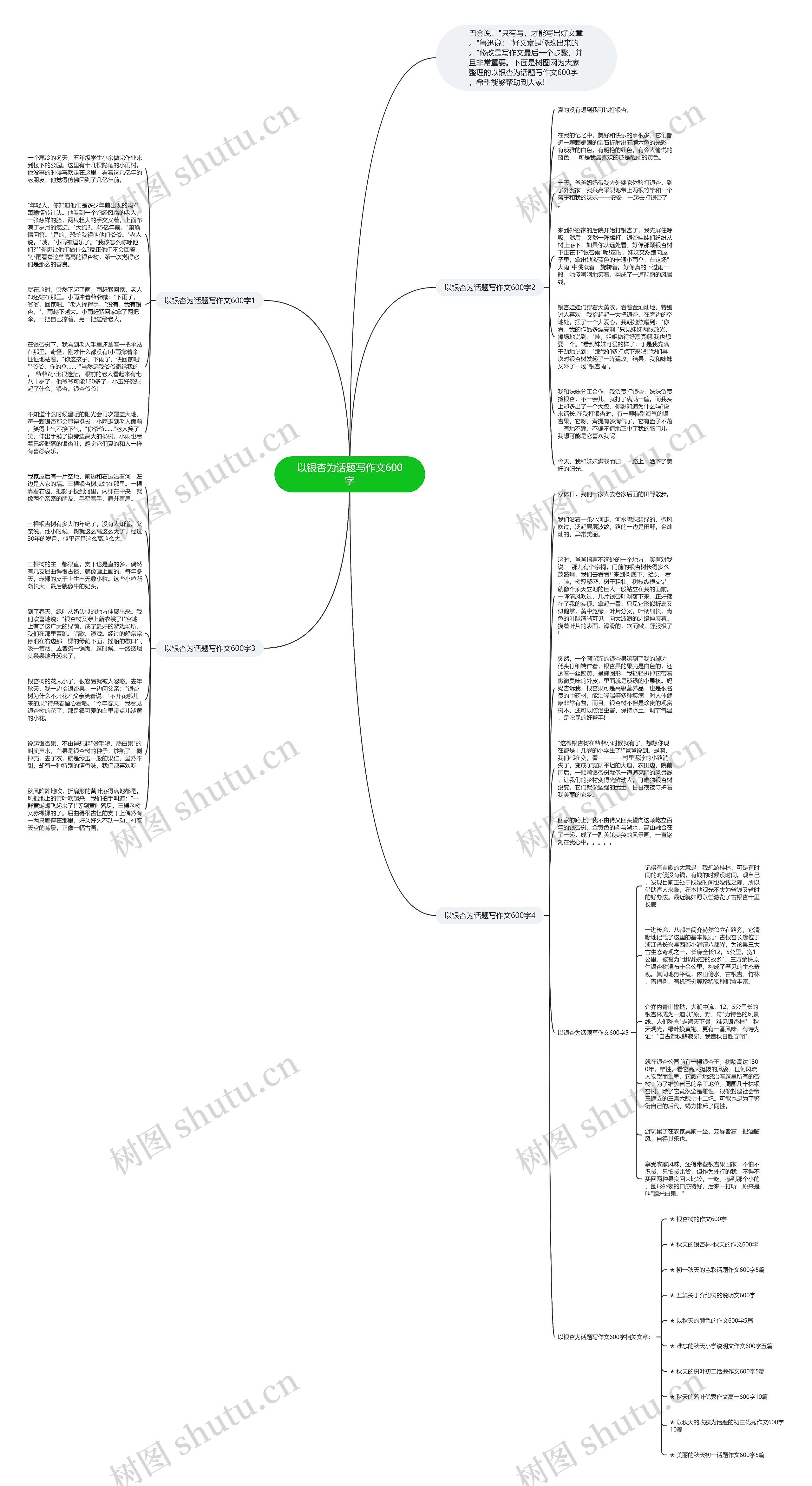 以银杏为话题写作文600字思维导图