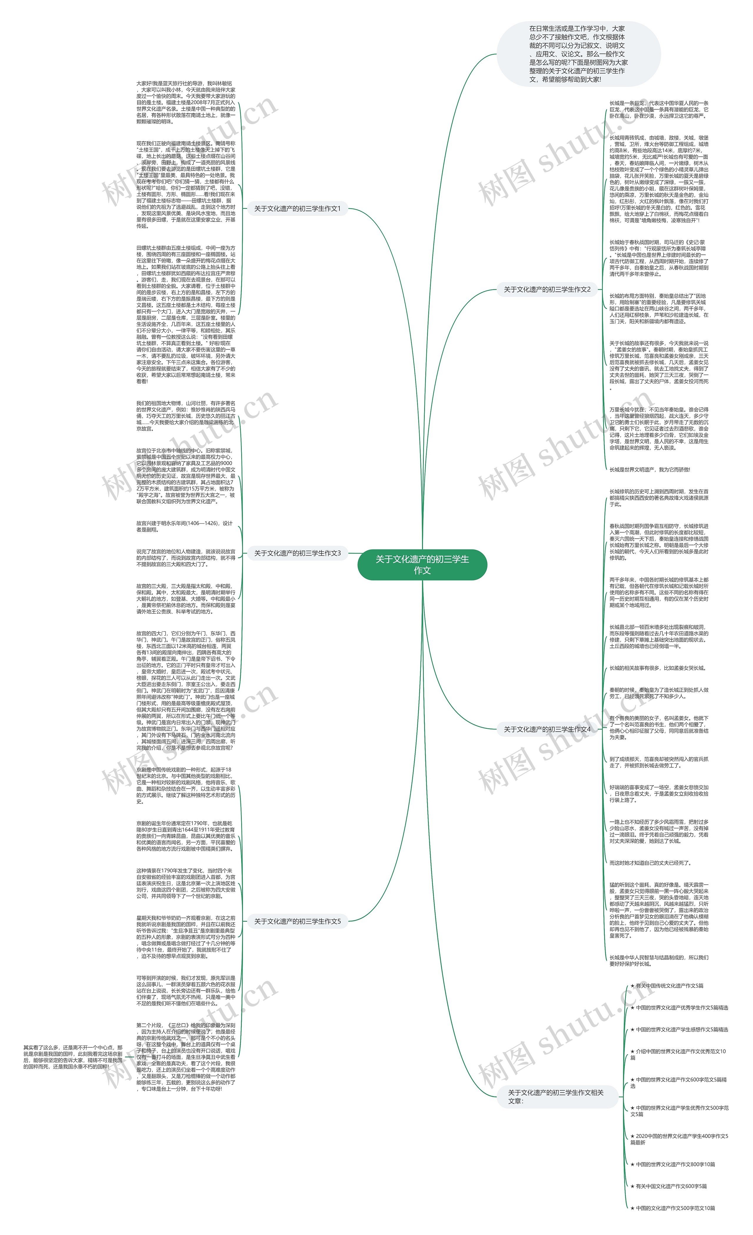 关于文化遗产的初三学生作文思维导图