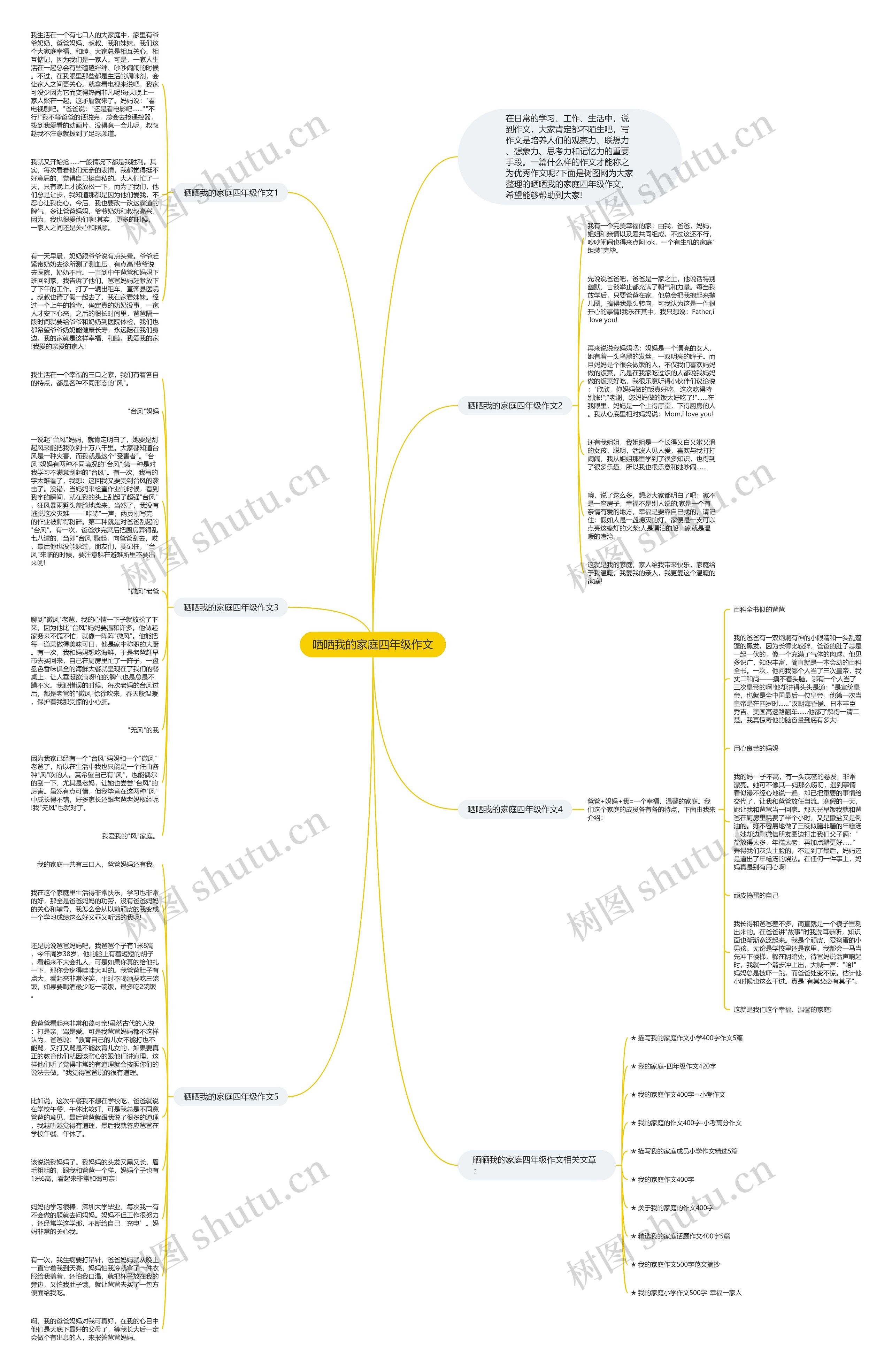 晒晒我的家庭四年级作文思维导图