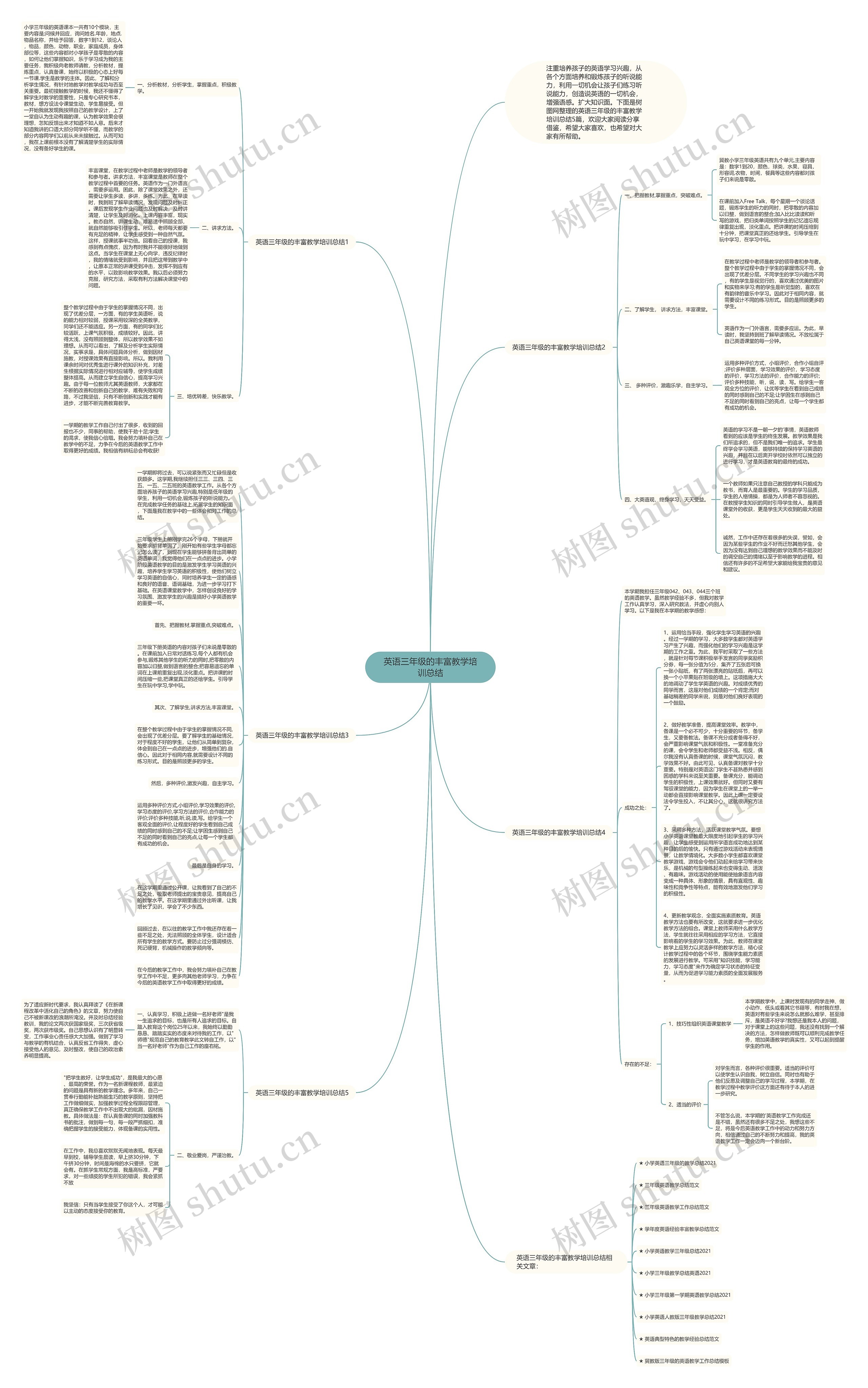 英语三年级的丰富教学培训总结思维导图