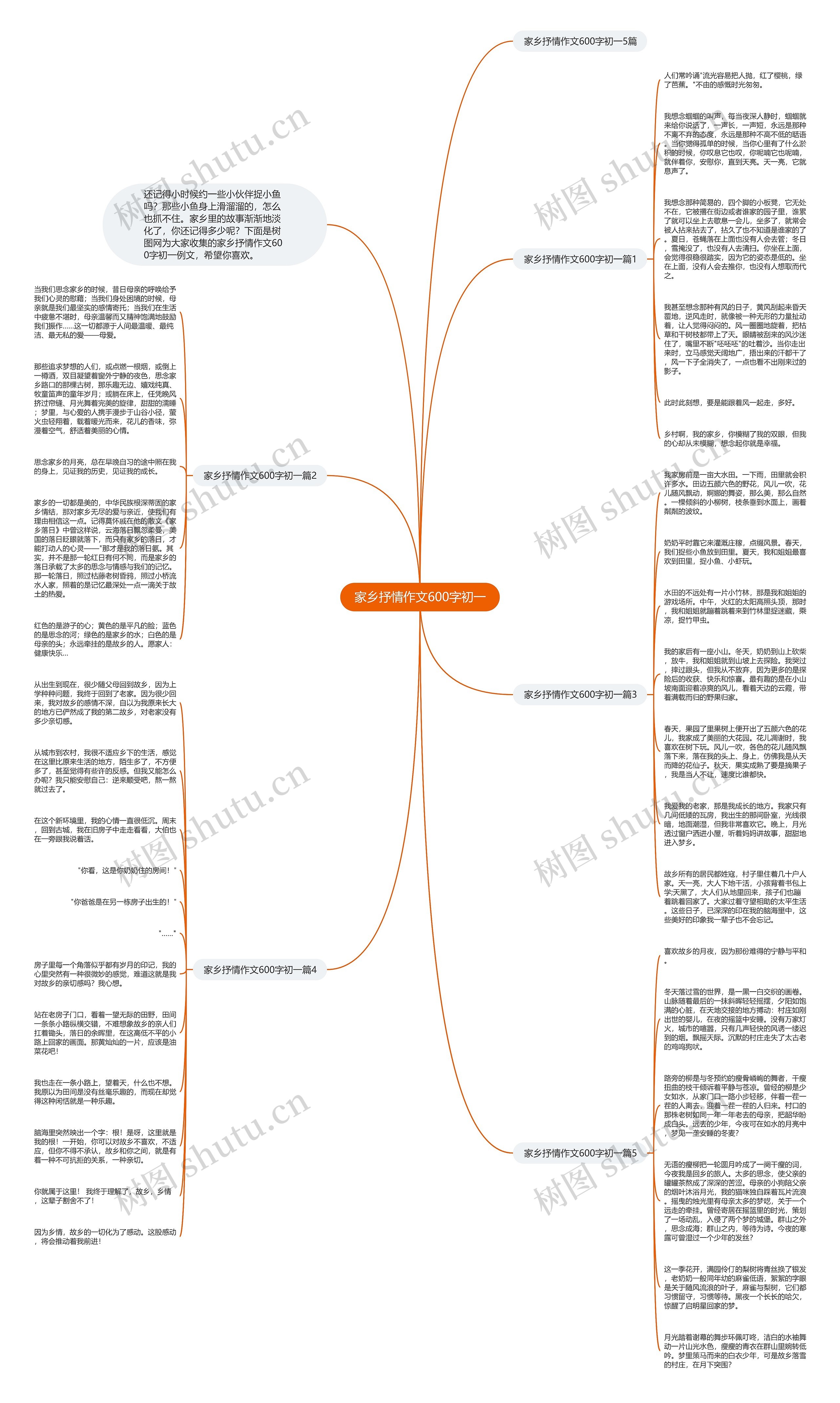 家乡抒情作文600字初一思维导图